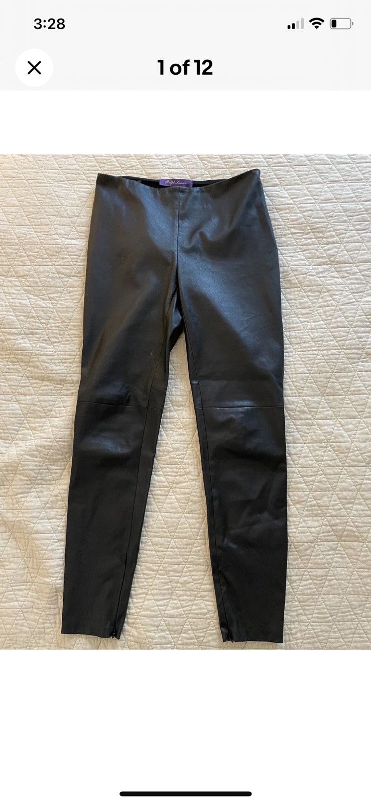 image of Ralph Lauren Purple Label Purple Label Collection Eleanora Stretch Leather Pants in Black, Women's 