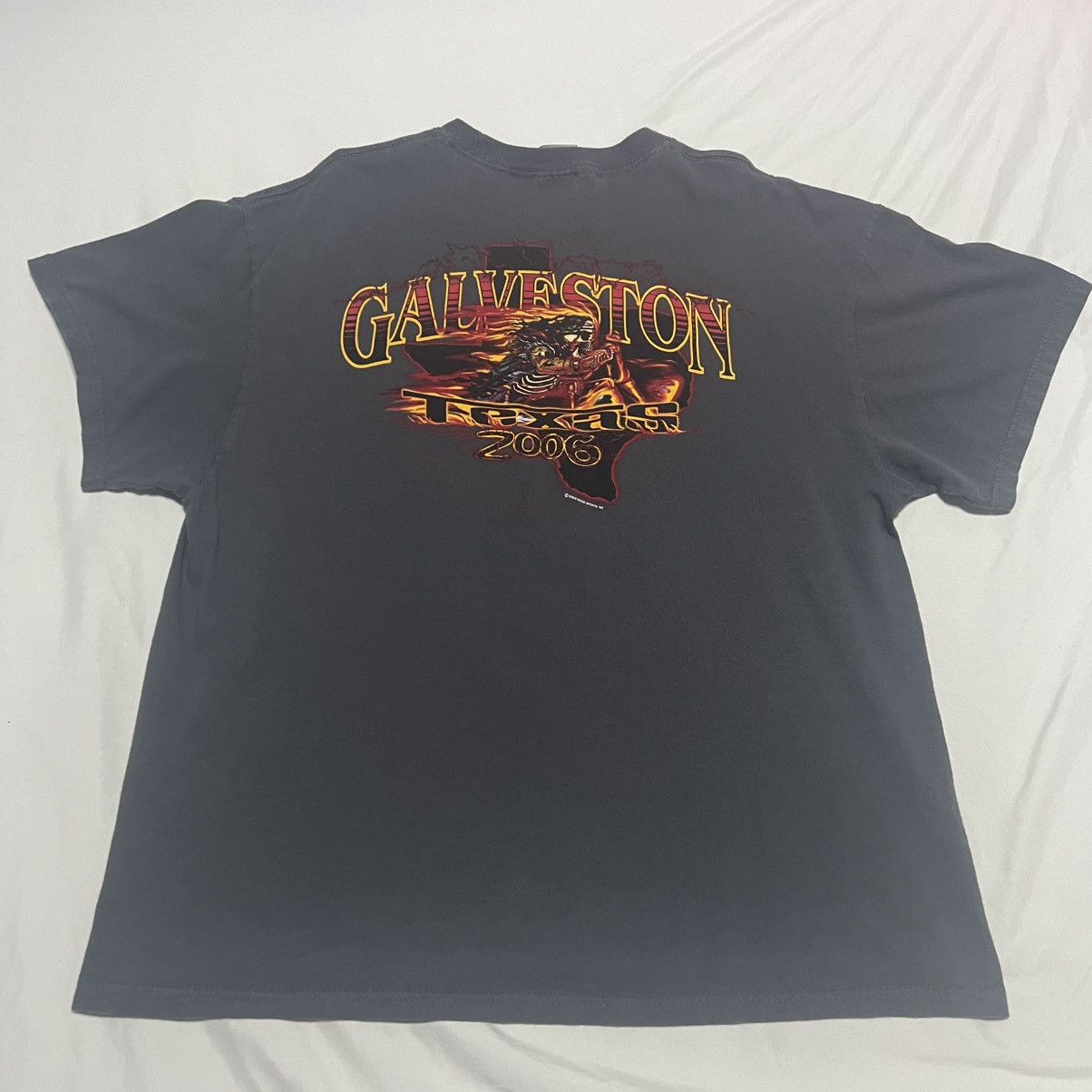 Vintage Vintage - 2006 Galveston Texas Skeleton Biker Tee Size US XL / EU 56 / 4 - 2 Thumbnail
