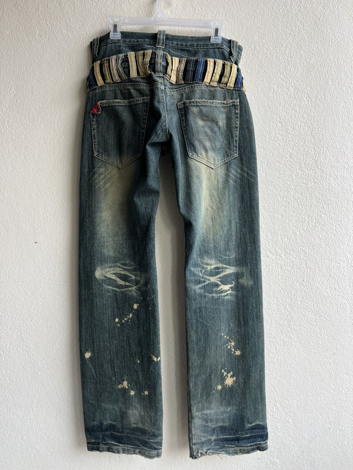 Vintage Double Waist Dirty Mud Denim Distressed Jeans Size US 31 - 23 Thumbnail