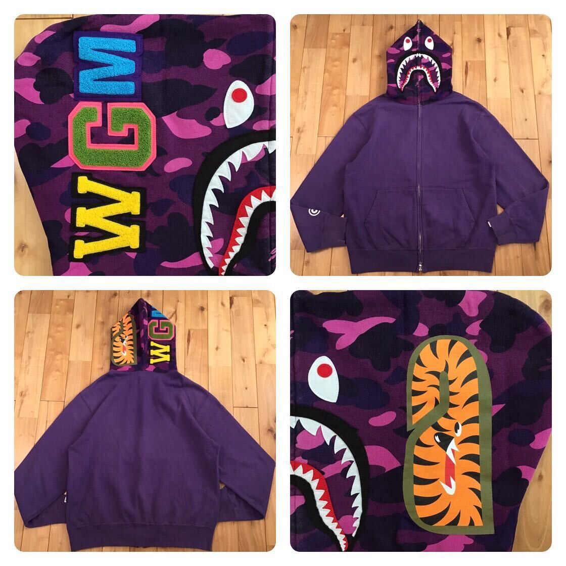 Bape × Nigo 2007 BAPE Purple camo shark full zip hoodie a bathing ape Size US M / EU 48-50 / 2 - 1 Thumbnail
