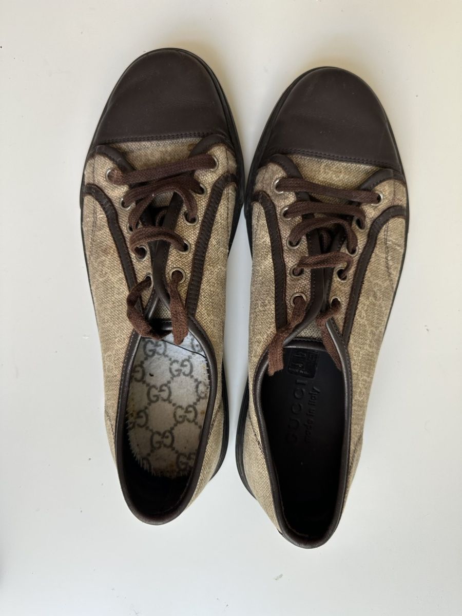 Gucci Gucci Pre-Loved GG Supreme cap-toe Luxury Brown sneakers Size US 9 / EU 42 - 12 Thumbnail