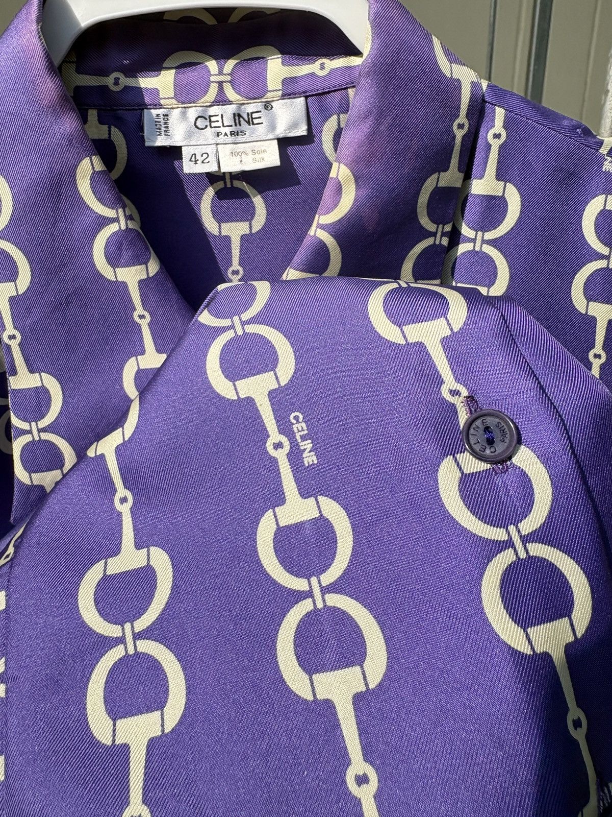 Celine Celine horsebit purple silk shirt Size M / US 6-8 / IT 42-44 - 16 Thumbnail