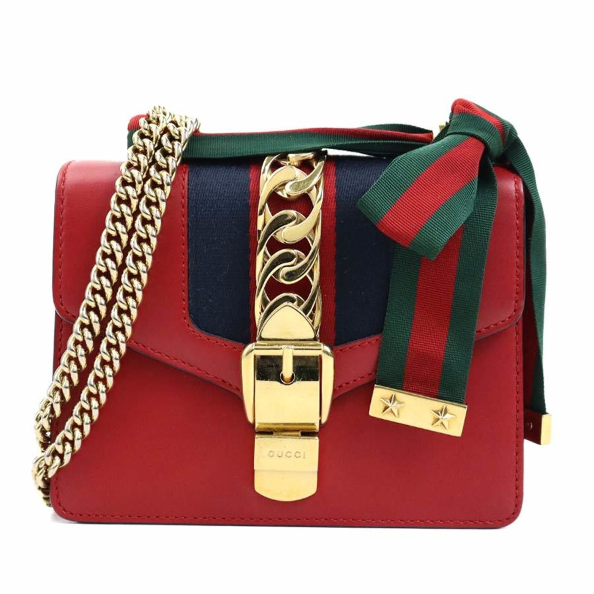 Gucci GUCCI Shoulder Bag Sylvie Leather Red Women's 431666 r10586a Size ONE SIZE - 1 Thumbnail