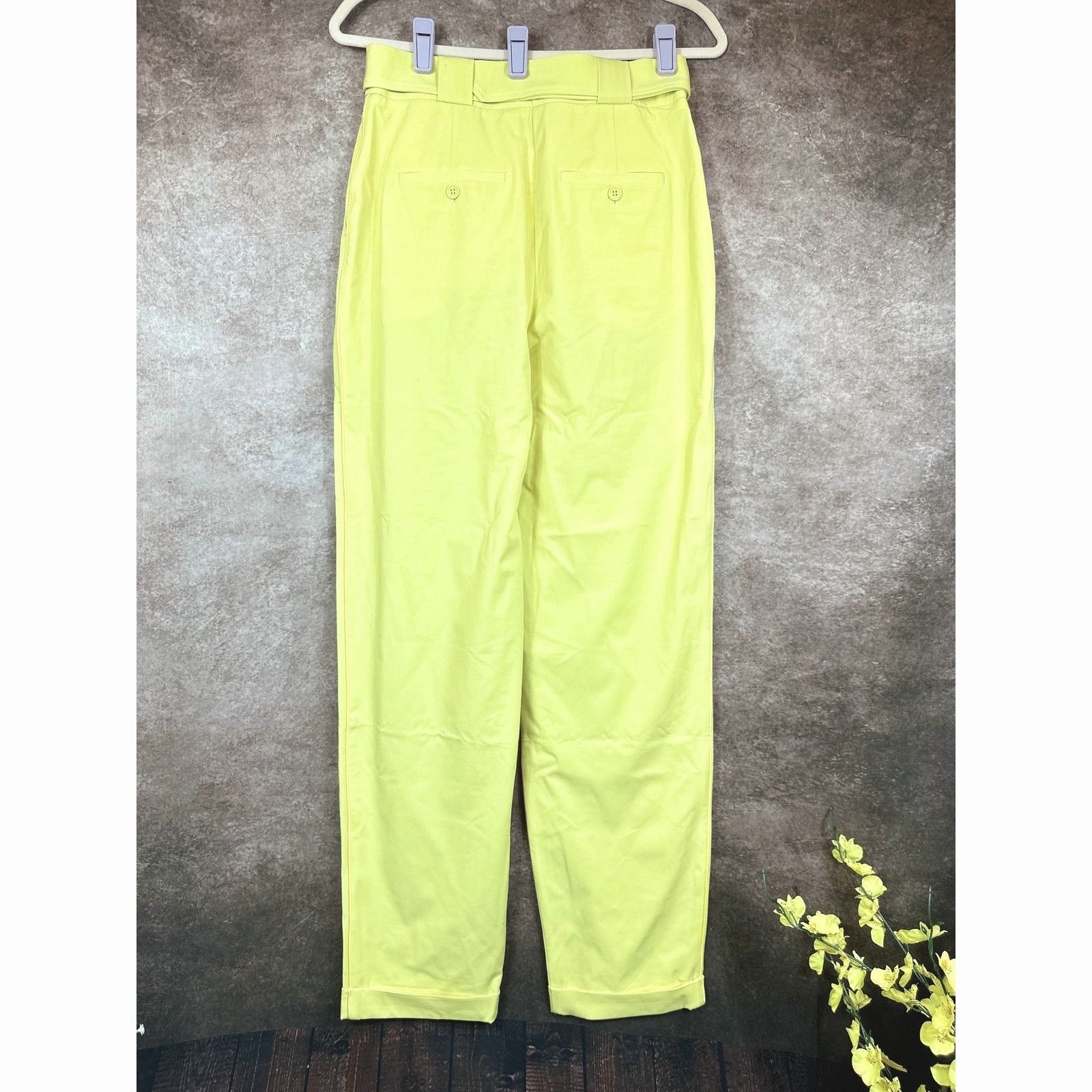 Tanya Taylor Tanya Taylor Tyler Cuffed Pleated Belted Pants Daffodil 4 Size 27" / US 4 / IT 40 - 13 Thumbnail