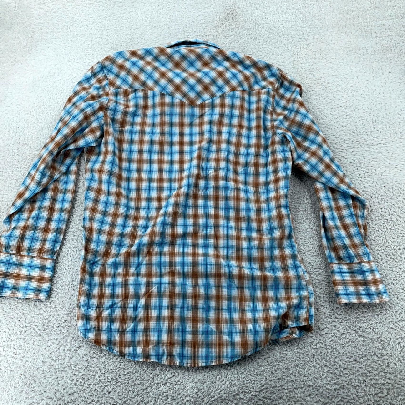 Wrangler Wrangler Shirt Mens M Blue Brown Plaid Western Cowboy Yoke Collared Pearl Snap Size US M / EU 48-50 / 2 - 3 Thumbnail