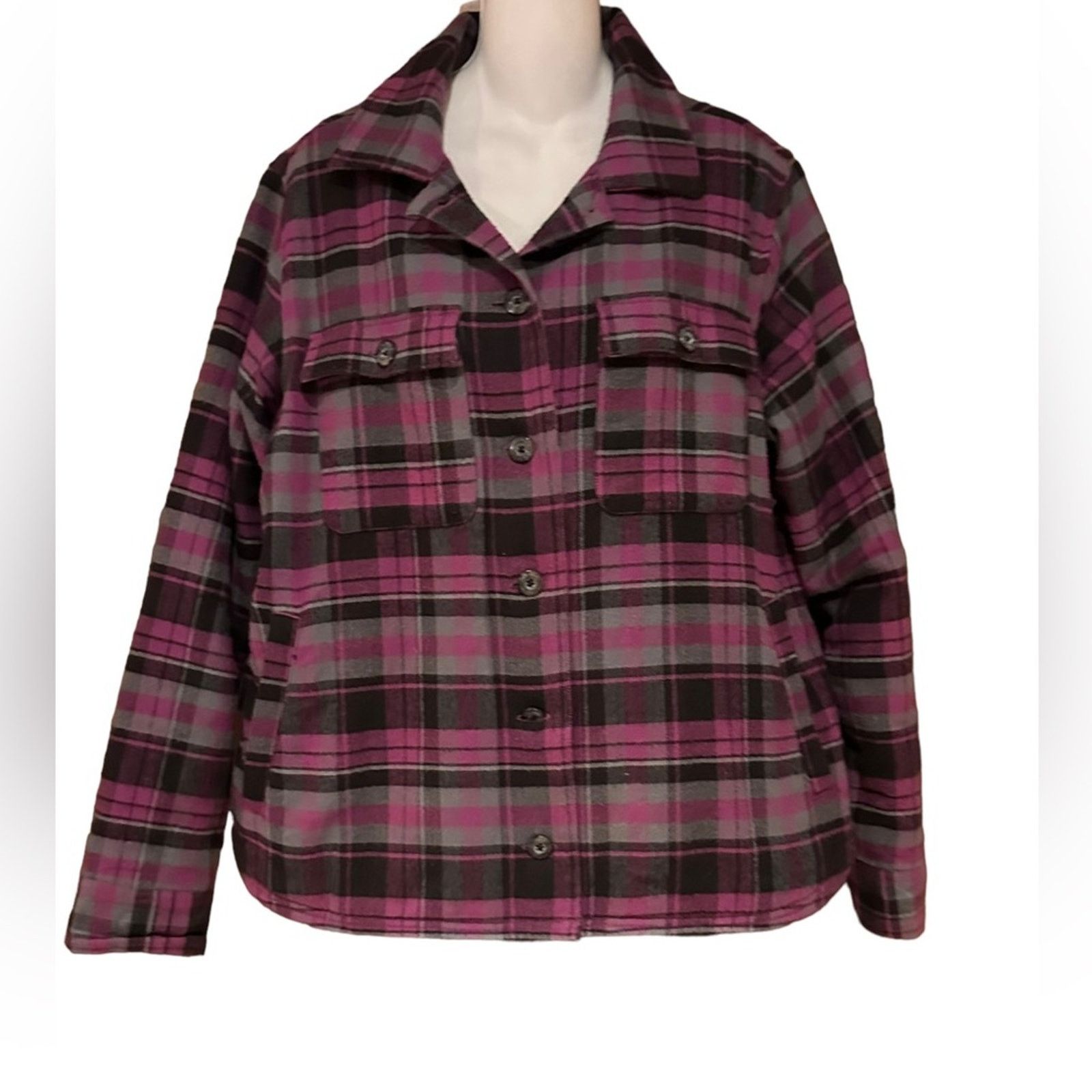 Columbia Columbia Ladies XL Magenta Plaid Shacket in Gray and Magenta Size XL / US 12-14 / IT 48-50 - 4 Thumbnail