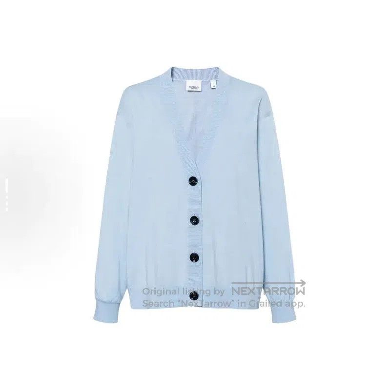 Burberry Burberry Blue Logo Short Sleeve Cardigan. Size L / US 10 / IT 46 - 1 Thumbnail