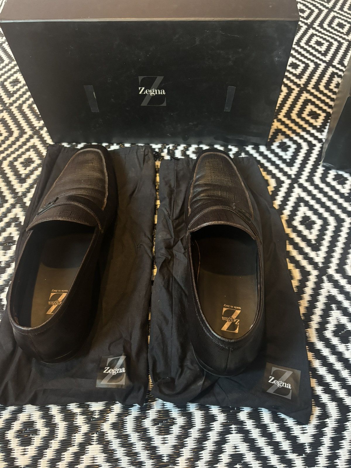 Ermenegildo Zegna Mens Size 10 Dress Shoes Black Leather