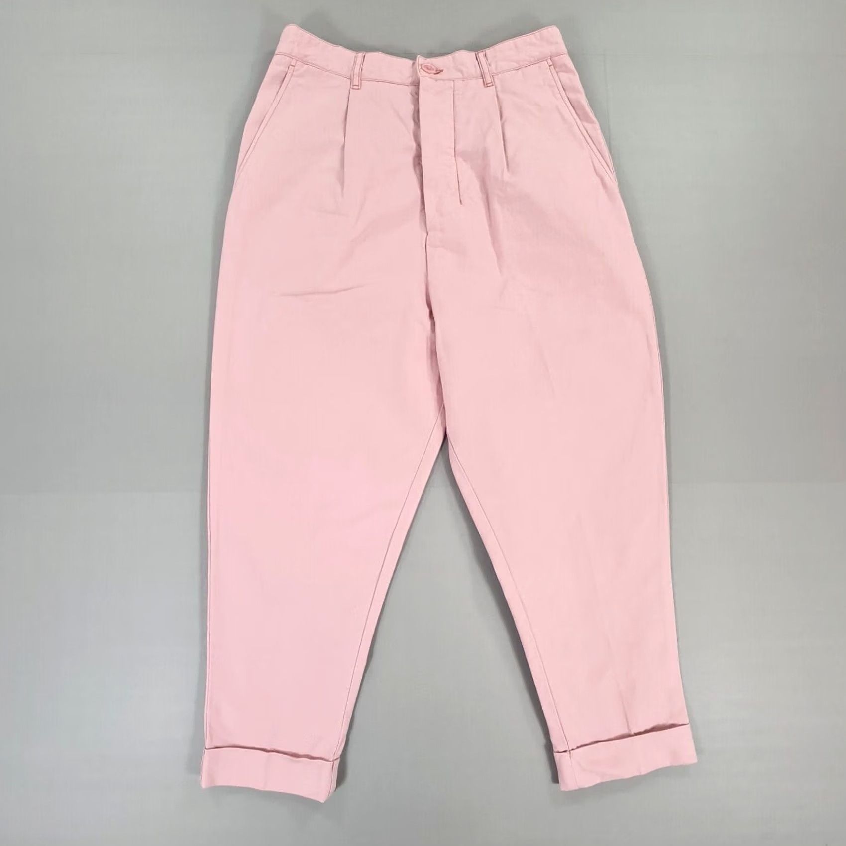 Vintage AMI Paris Mens Trousers Pink Small Carrot Fit Cropped Pants Pleated Size US 29 - 2 Thumbnail
