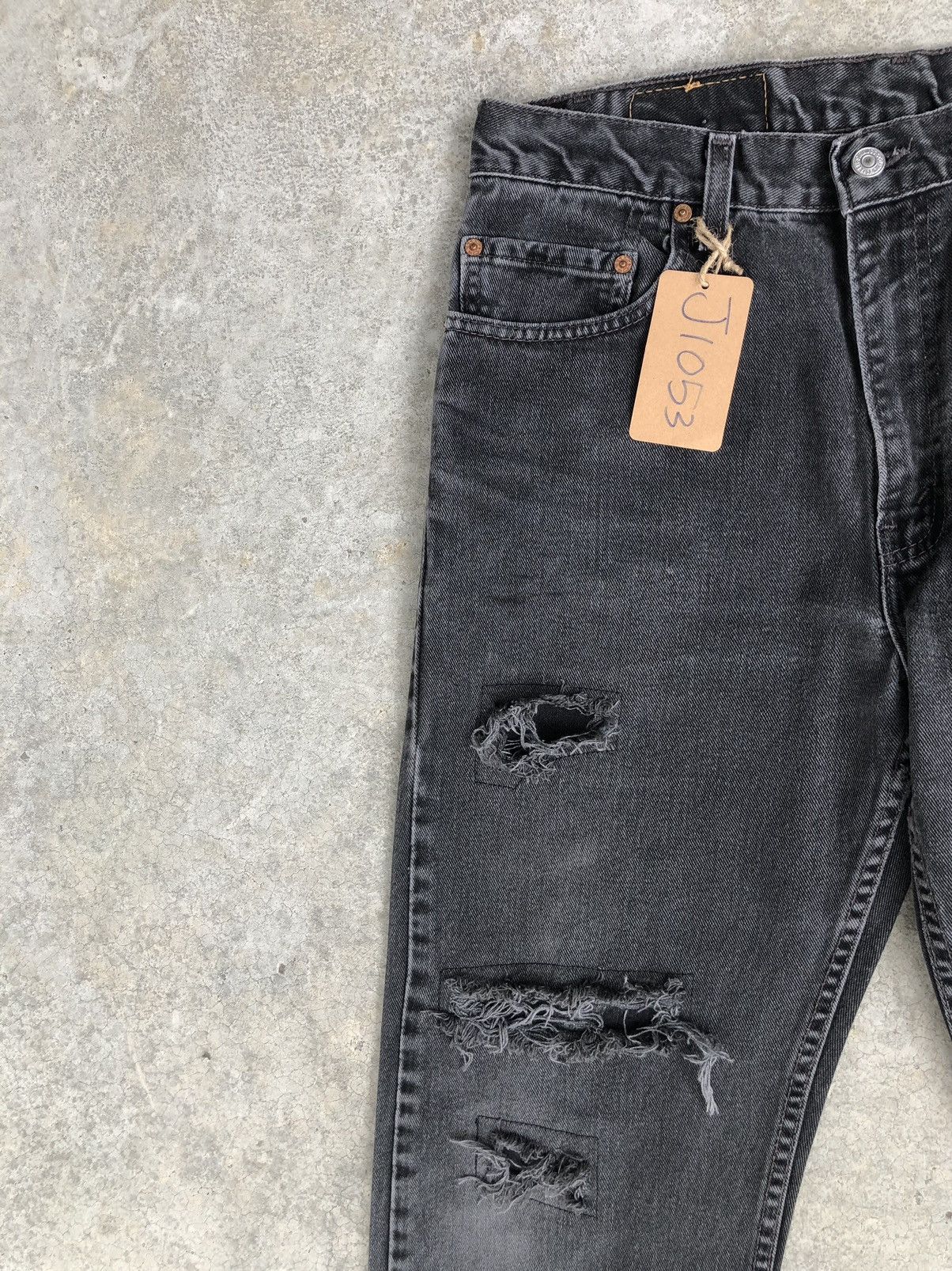If Six Was Nine Vintage Levis 505 Patchwork Distressed Jeans Size US 33 - 4 Thumbnail