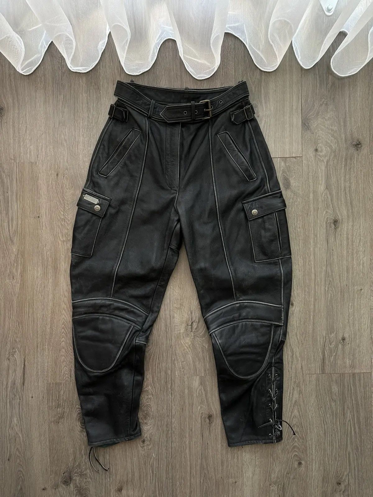 Genuine Leather × Vintage Vintage Genuine Leather Chicago Moto Cargo Black Pants Size US 34 / EU 50 - 19 Thumbnail