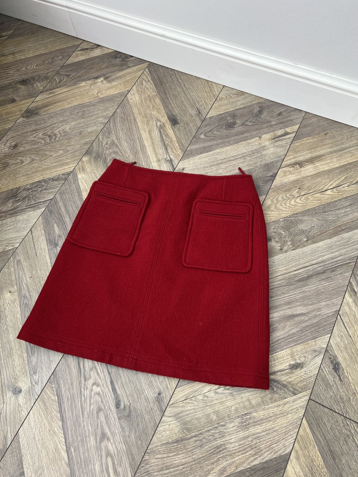 Vintage × Weekend Max Mara Vintage Weekend Max Mara Cranberry Red Wool A-Line Skirt Size 26" / US 2 / IT 38 - 6 Thumbnail