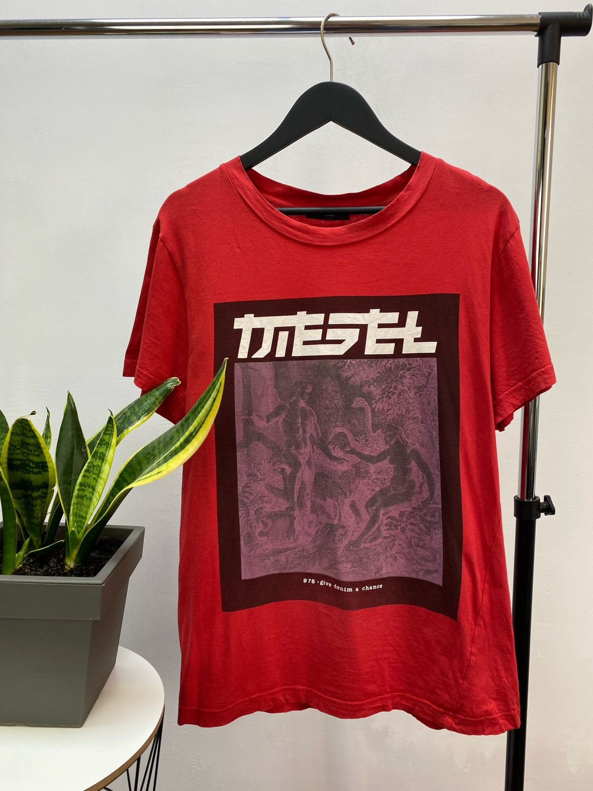 Diesel × Vintage Y2K Diesel Adam and Eve T Shirt Size US XS / EU 42 / 0 - 1 Thumbnail