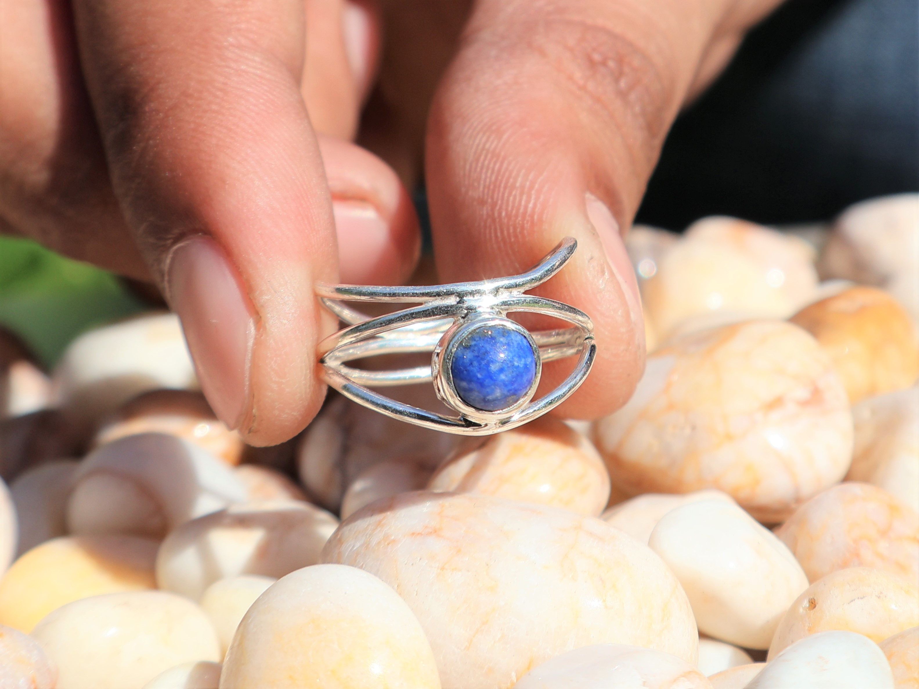Handmade Lapis Lazuli Ring, 925 Sterling Silver, Handmade Women Ring Size ONE SIZE - 5 Thumbnail