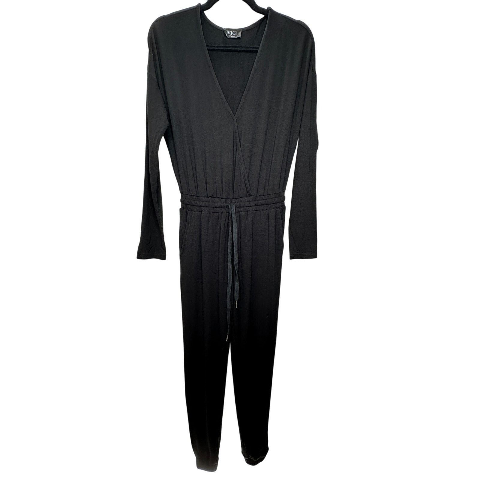 Other VICI Black Colette Deep-V Pocketed Drawstring Jumpsuit XS Size 26" / US 2 / IT 38 - 1 Thumbnail