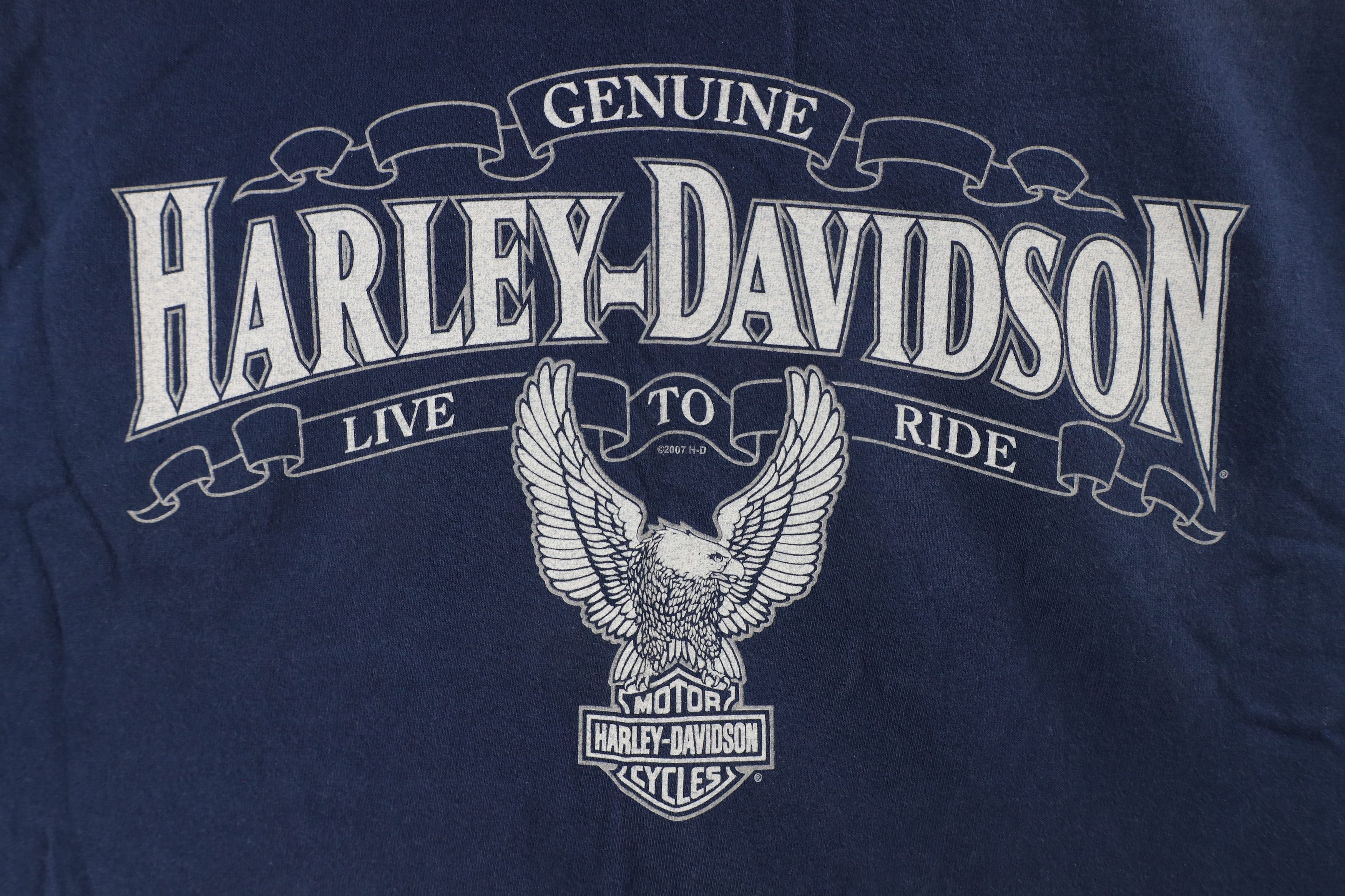Harley Davidson × Vintage Vintage Y2K 2007 Harley Davidson Eagle Kuwait T-Shirt Blue Size US XXL / EU 58 / 5 - 4 Thumbnail