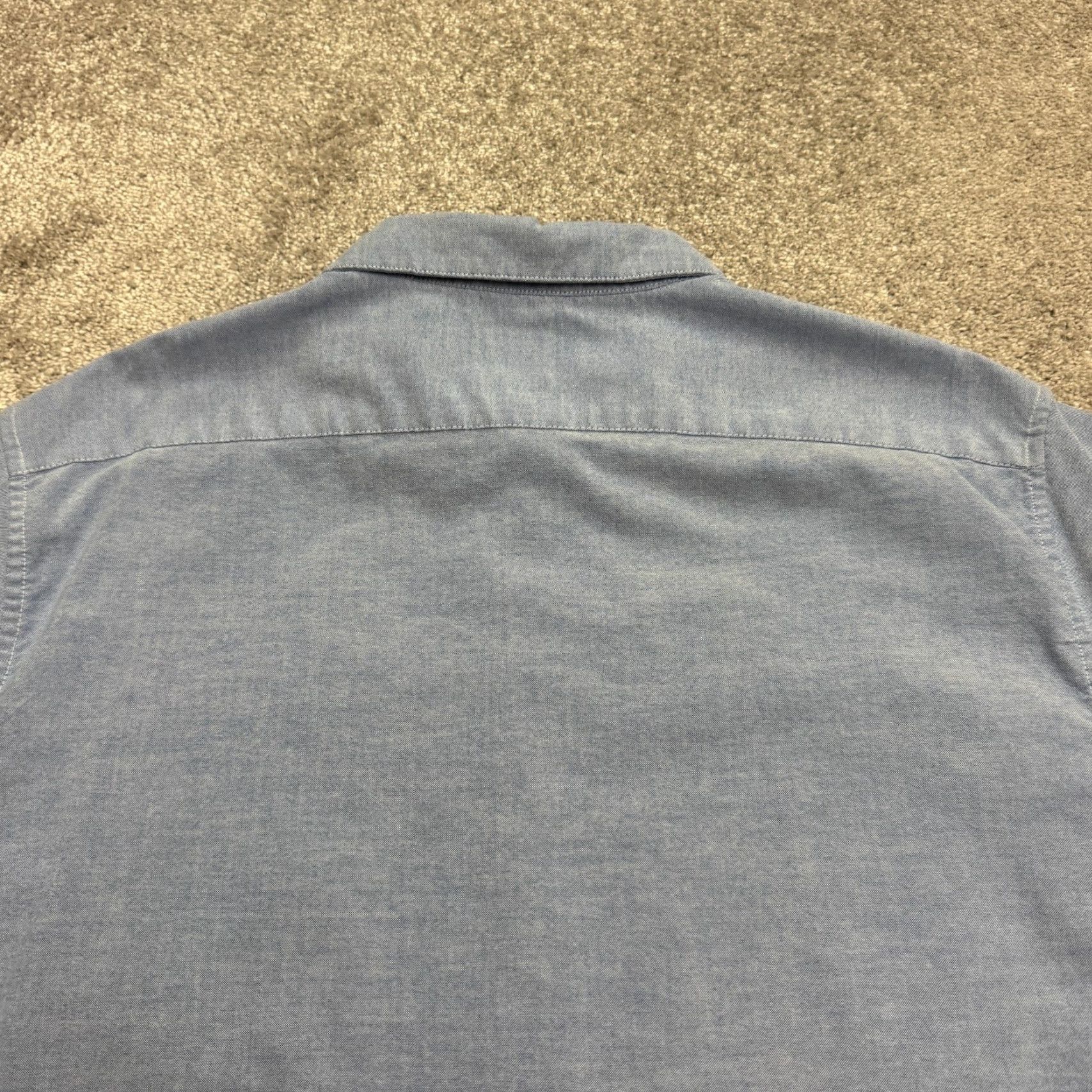 RVCA RVCA Slim Fit Button-Down Shirt Mens 2XL Blue Short Sleeve Chambray Classic Preppy Casual Shirt Size US XXL / EU 58 / 5 - 4 Thumbnail