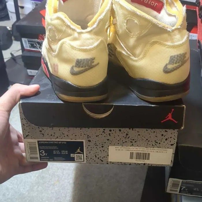Jordan Brand Off-White x Air Jordan 5 Retro SP PS 'Sail' Size 3 US Y Box Size US 4.5 / IT 34.5 - 7 Thumbnail