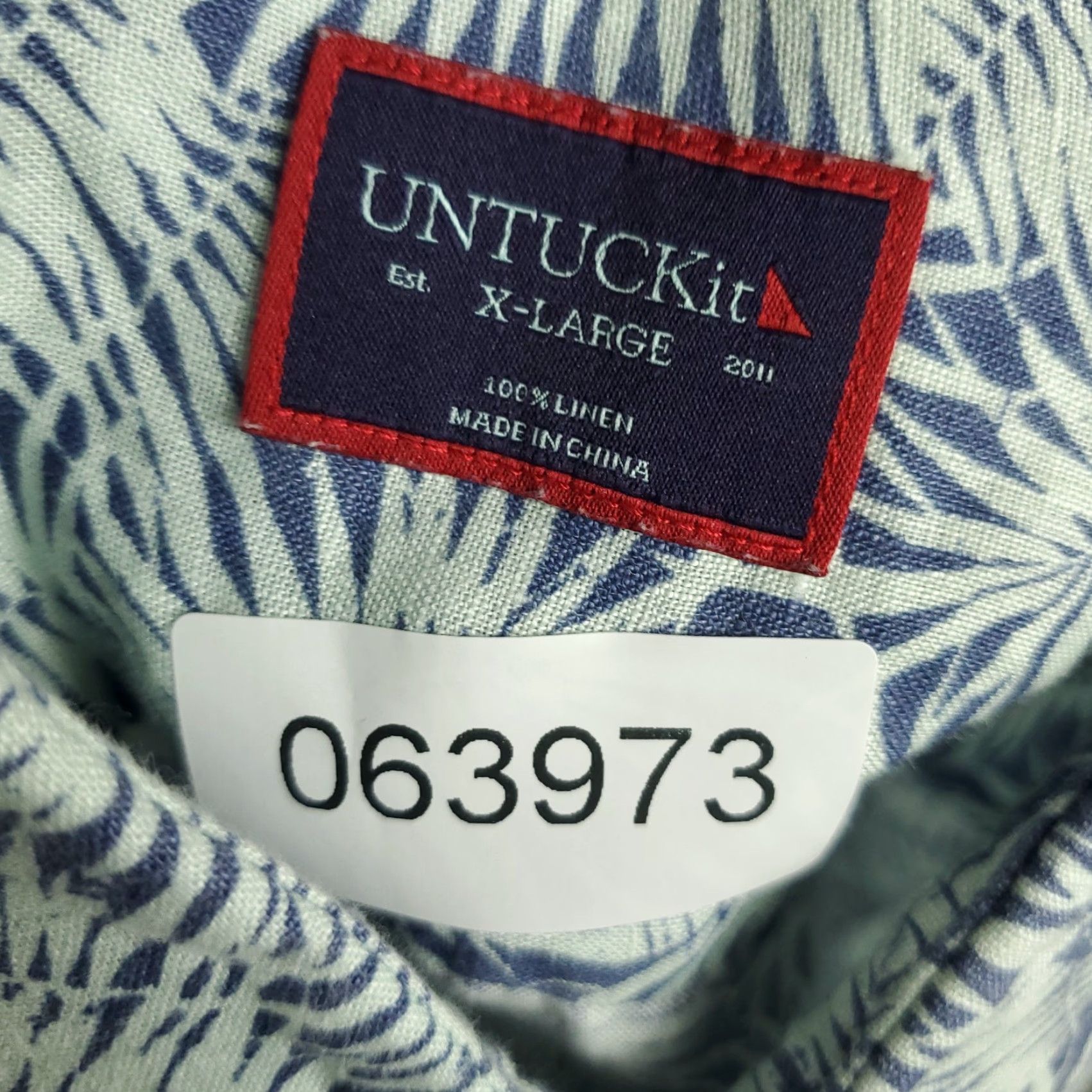 UNTUCKit UNTUCKit Shirt Mens XL Blue Linen Tropical Casual Button Up Short Sleeve Large Blue Linen Shirt Men XL Button-Up Untuckit Summer Casual Men’s Shirt Size US XL / EU 56 / 4 - 6 Thumbnail