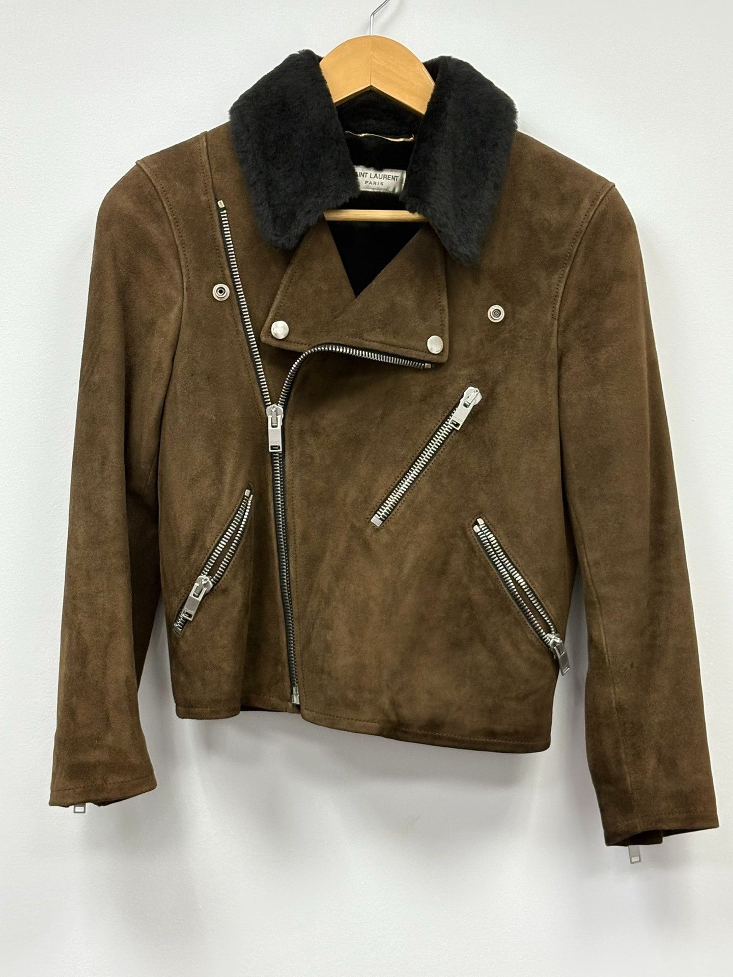 Saint Laurent Paris Saint Laurent Brown Suede Biker Jacket Size XS / US 0-2 / IT 36-38 - 1 Thumbnail
