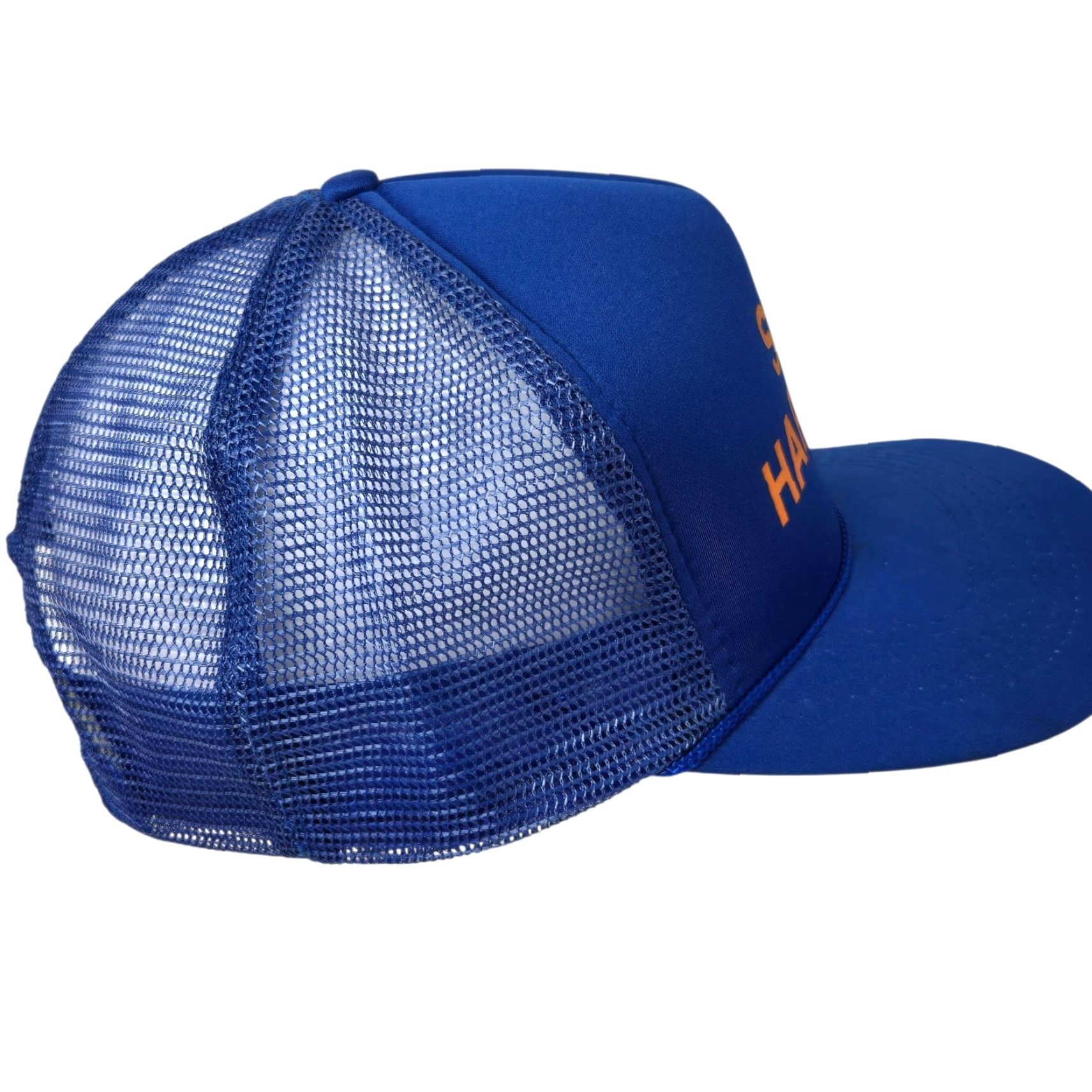 New Era VINTAGE New Era Trucker Hat Mens 90s Bluesky Funny Stuff Happens Humor READ Adjustable Cap Blue Mens Size ONE SIZE - 5 Thumbnail