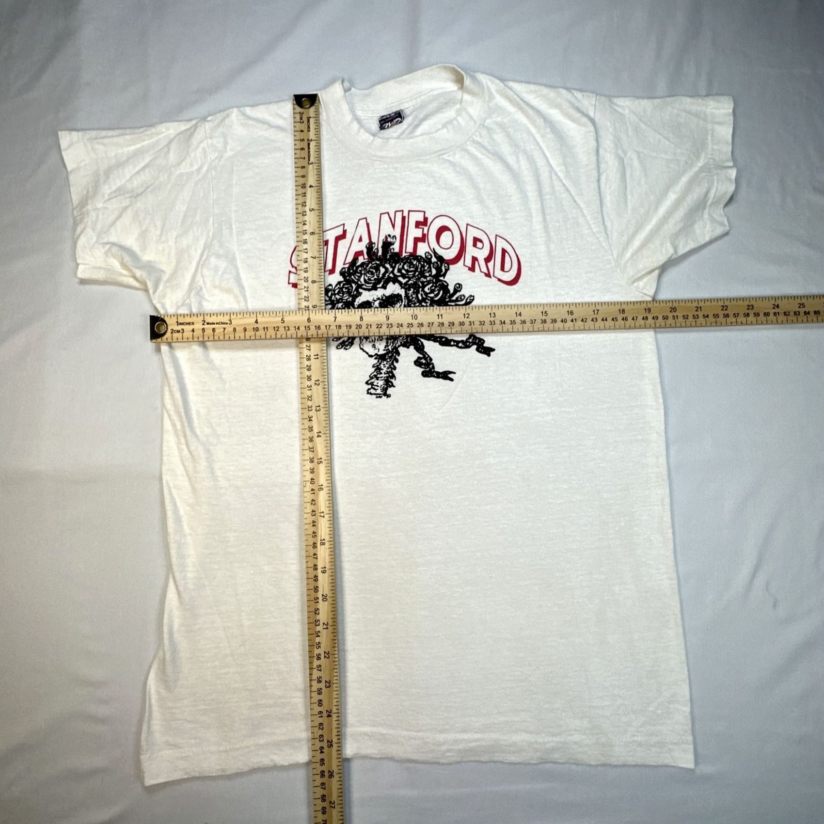 Vintage VINTAGE Grateful Dead T-Shirt Stanford 80s Single Stitch Band White Cotton L Mens Shirts Size US L / EU 52-54 / 3 - 2 Thumbnail