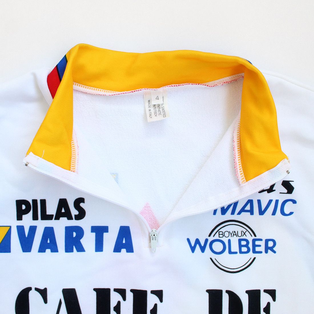 Vintage 1986 PILAS VARTA Cafe De Colombia cycling jersey bike tshirt Size L / US 10 / IT 46 - 4 Thumbnail