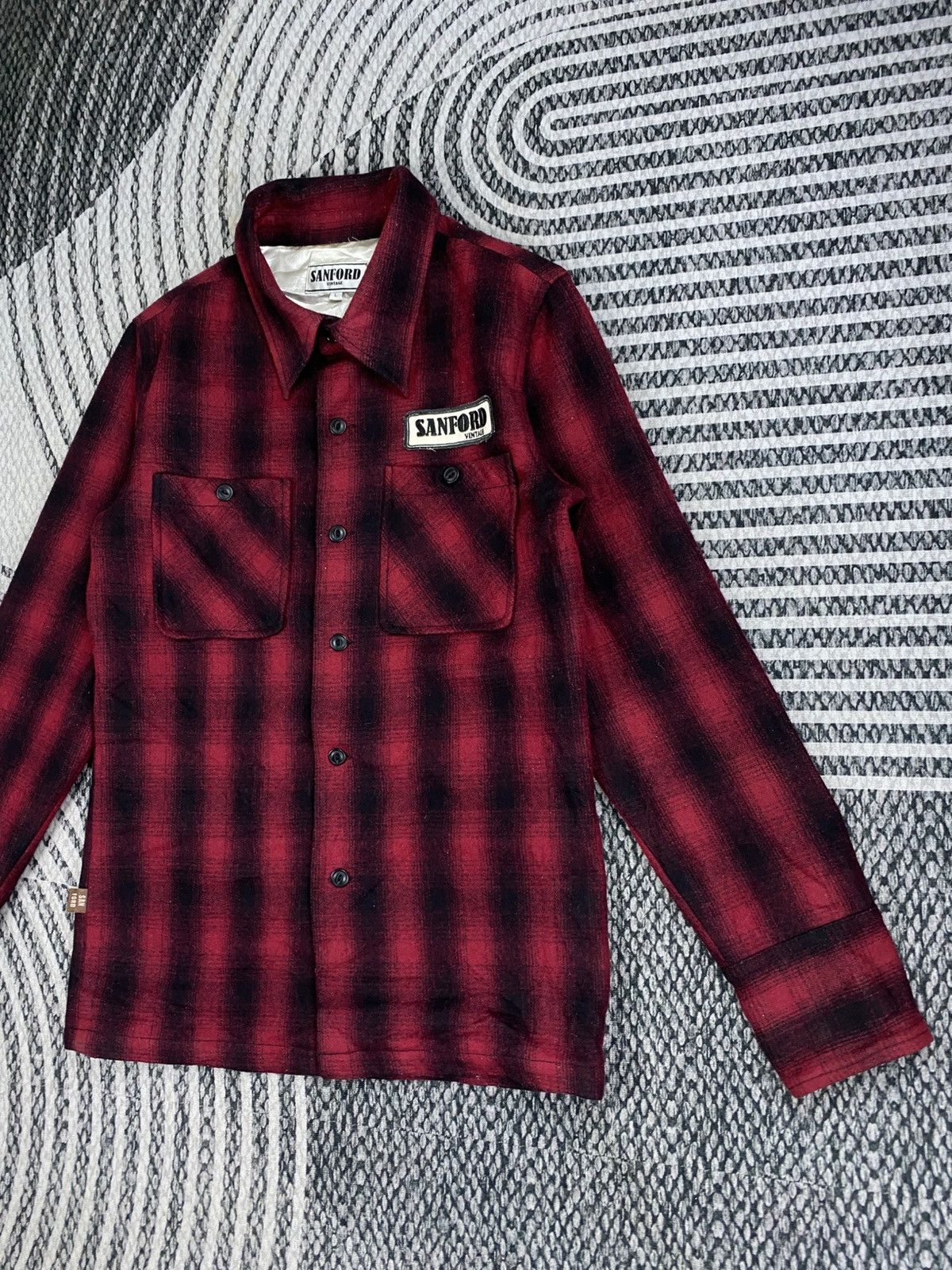 Japanese Brand Vintage Sanford Red Checked Relaxed Fit Flannel Shirt Size US M / EU 48-50 / 2 - 4 Thumbnail