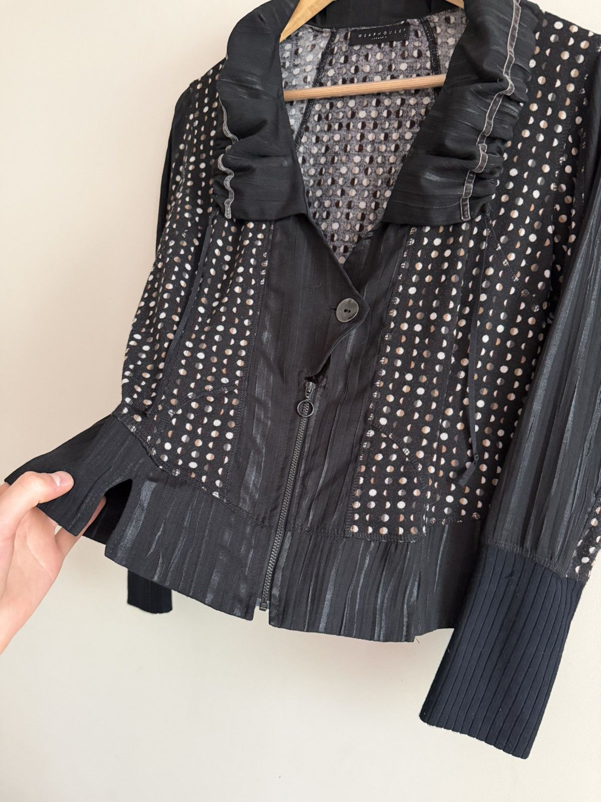 Vintage Vintage Lightweight Polka Dot Jacket Black Ruffle Size S / US 4 / IT 40 - 3 Thumbnail