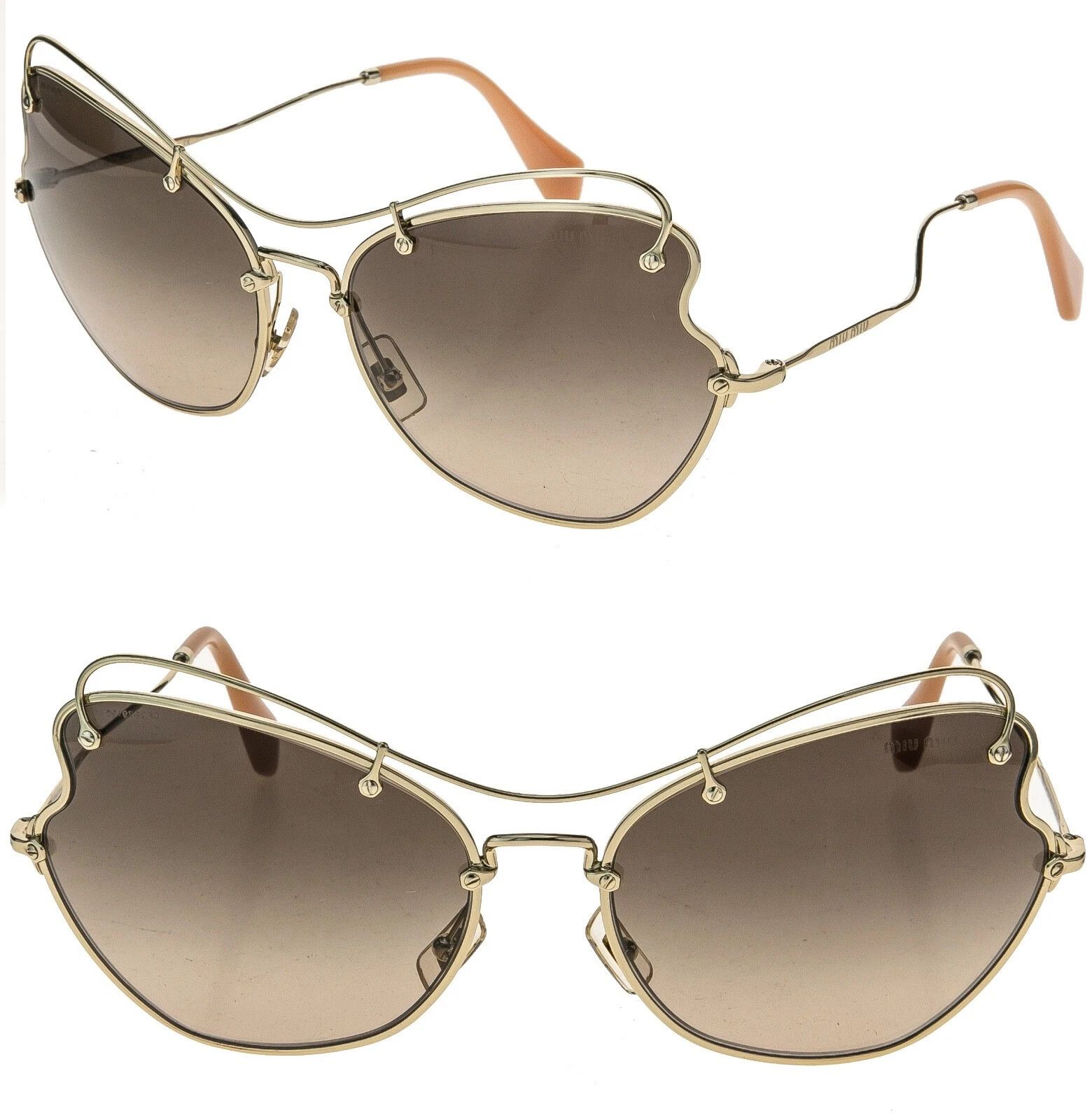 Miu Miu MIU MIU MU56RS SCENIQUE Butterfly 56R Gold Brown Sunglasses Size ONE SIZE - 1 Thumbnail