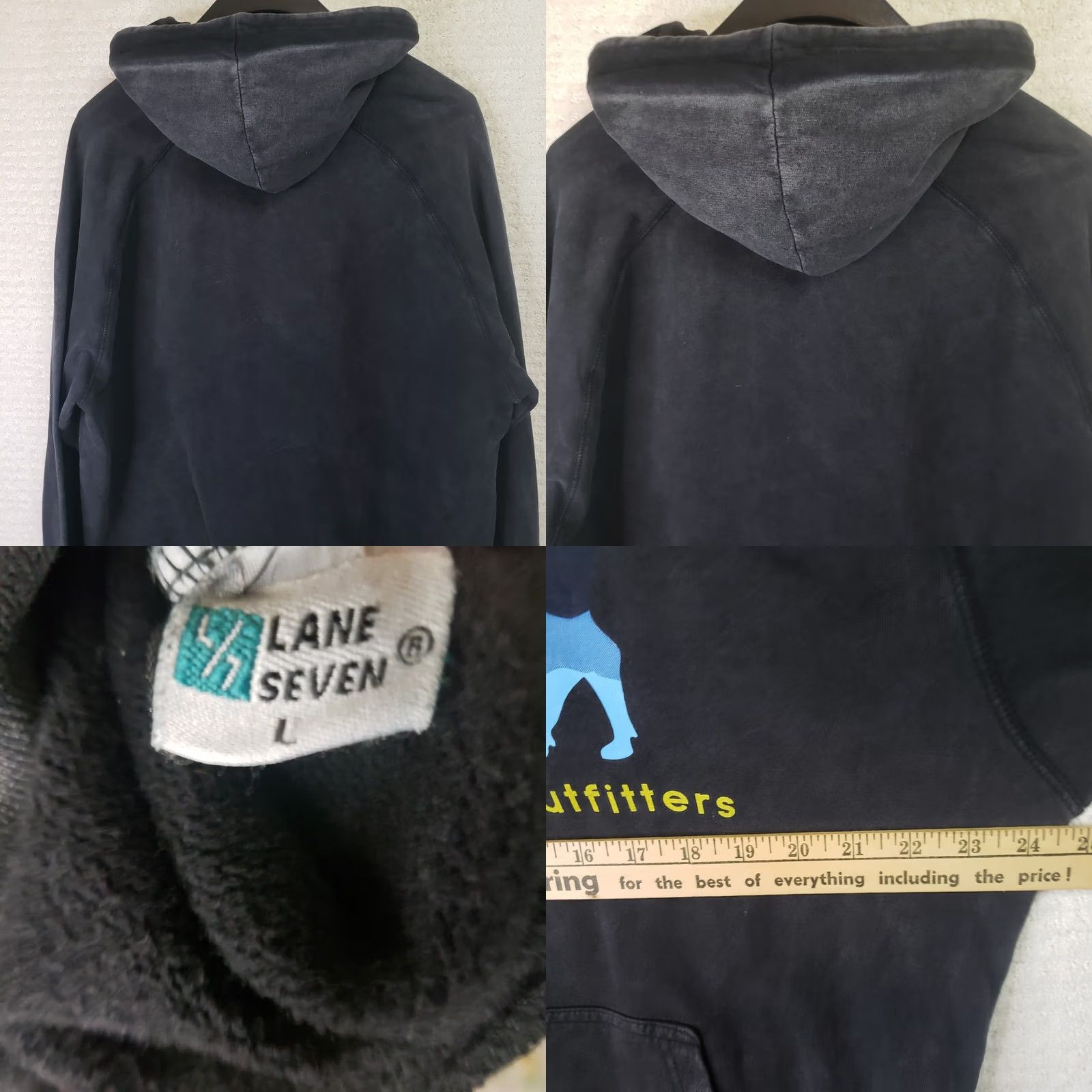 Vintage L7 Lane Seven Black Hoodie Sweatshirt Mens L Fleece Buffalo Sunset Logo Jersey Pullover Hooded Pockets All Seasons 90s Art Classic Size US L / EU 52-54 / 3 - 8 Thumbnail