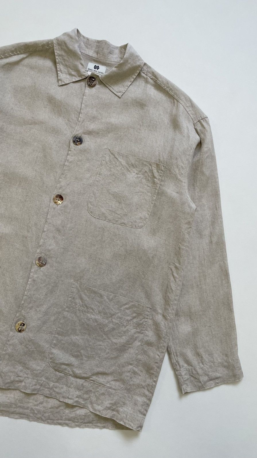 Dries Van Noten Early 2000s Beige Linen Over Shirt Size US M / EU 48-50 / 2 - 7 Thumbnail