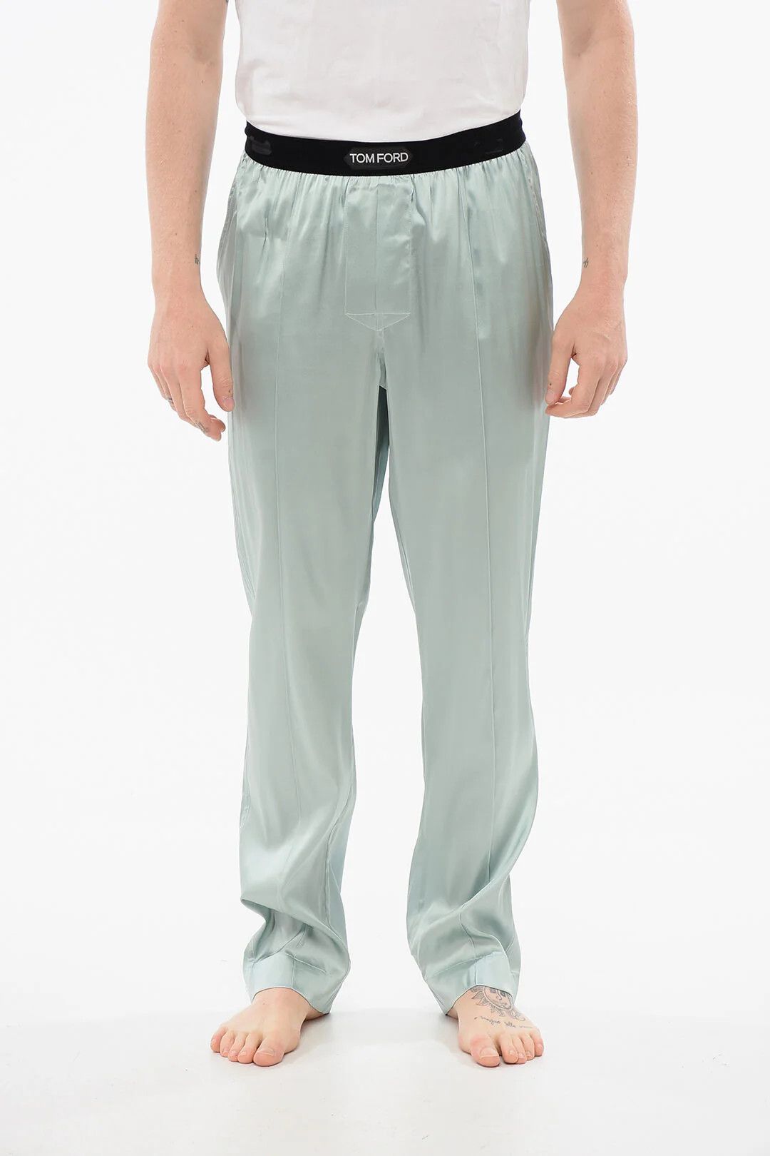 Tom Ford og1mm0426 Silk Satin Pajama Pant in Light Blue Size US 38 / EU 54 - 1 Thumbnail
