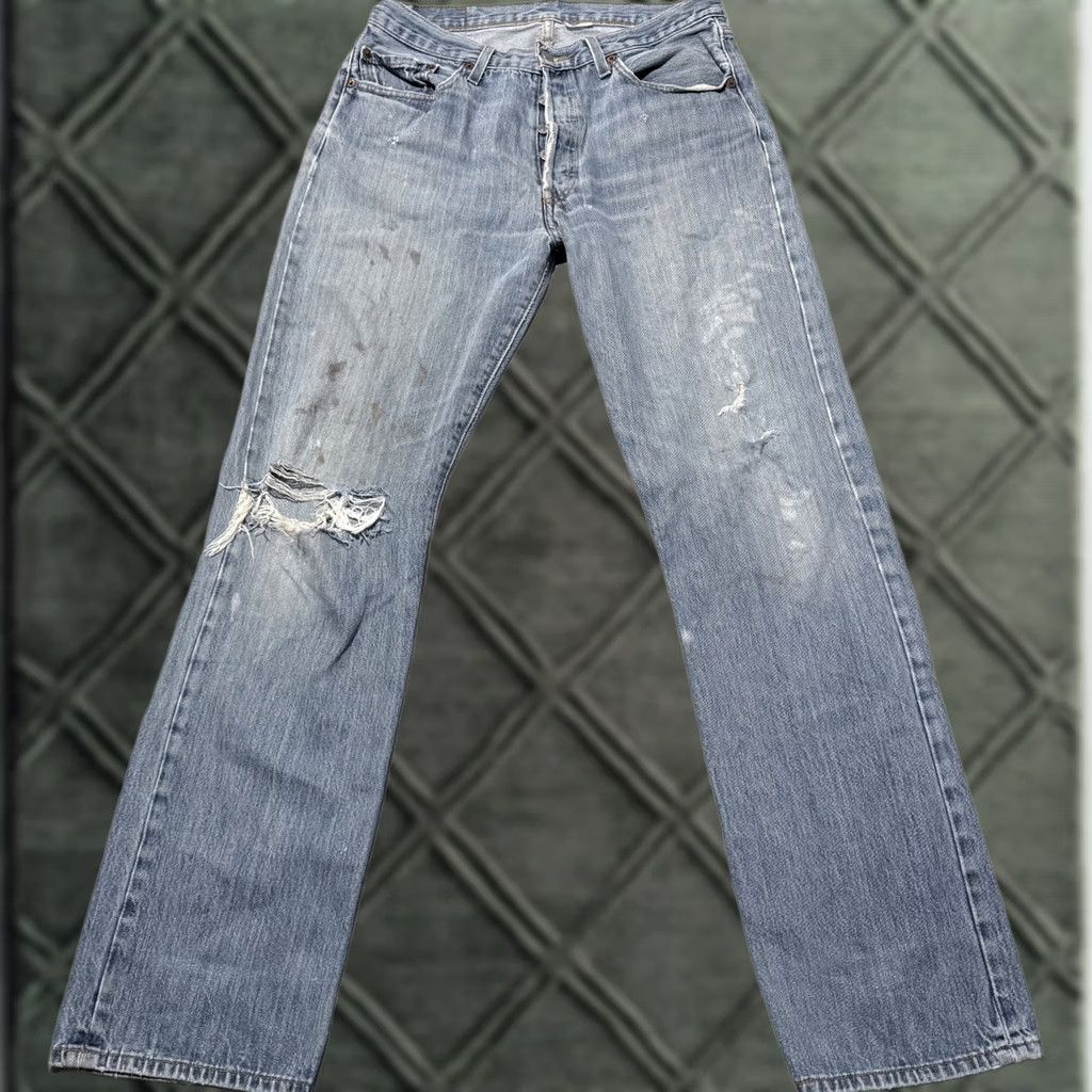 Levi's VINTAGE Levi's 501 Original Jeans Men Blue Denim Distressed Straight Fit - 34X36 Size US 34 / EU 50 - 1 Thumbnail
