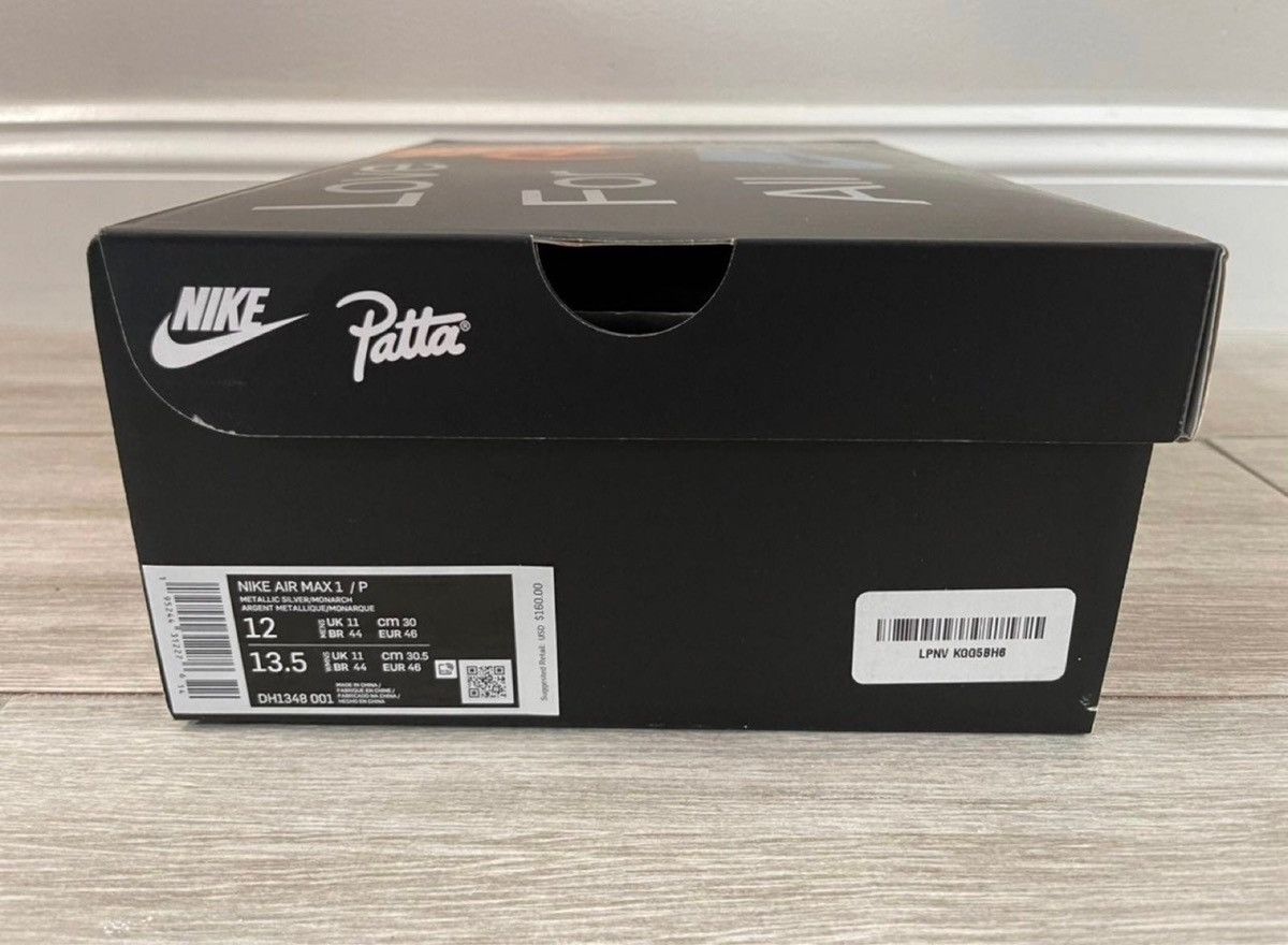 Nike × Patta Patta Nike Air Max 1 Monarch Metallic Silver Platinum Sz 12 Size US 12 / EU 45 - 12 Thumbnail