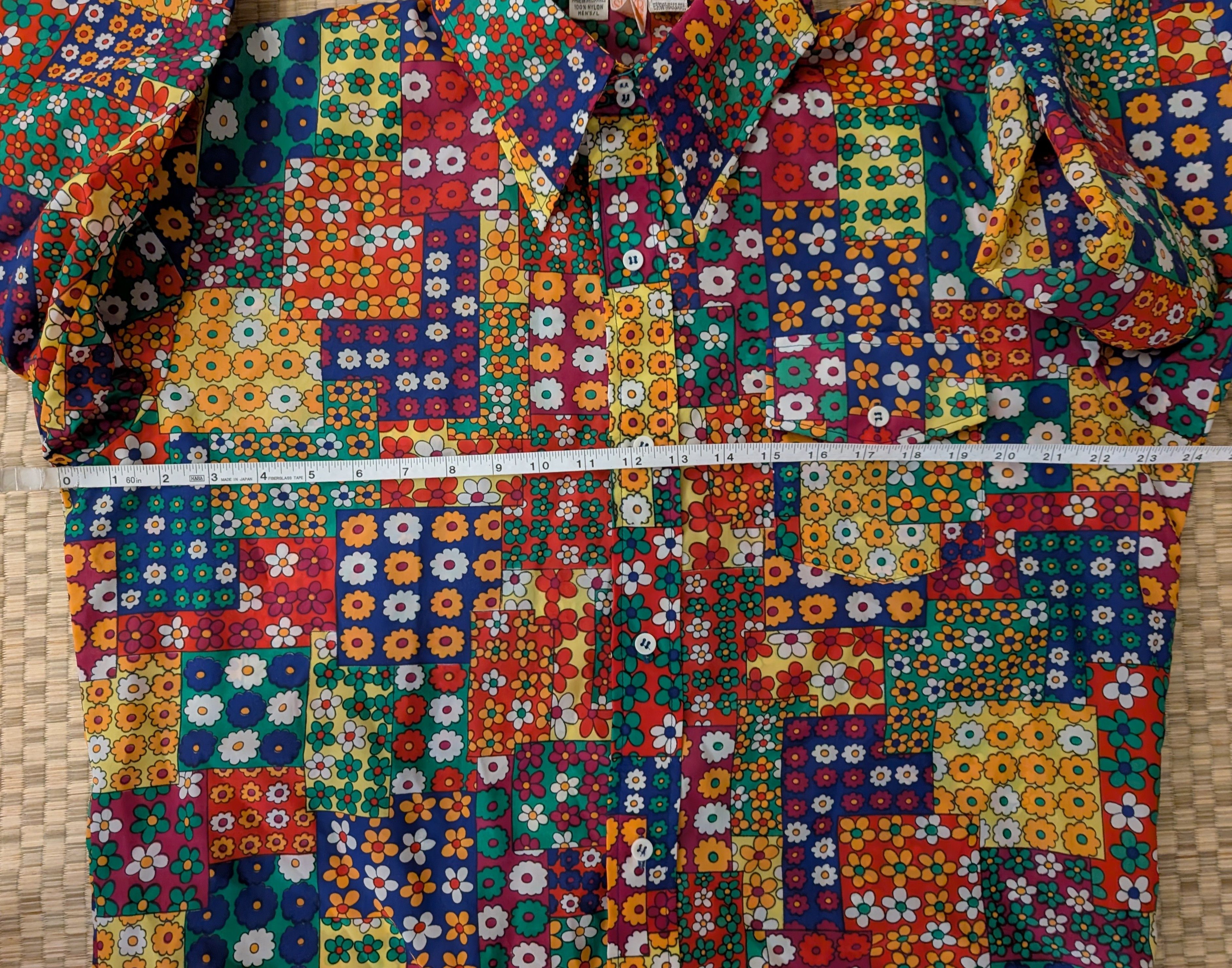 Vintage RARE Vintage Skyr Floral Patchwork Design Nylon Party Shirt Size US L / EU 52-54 / 3 - 4 Thumbnail