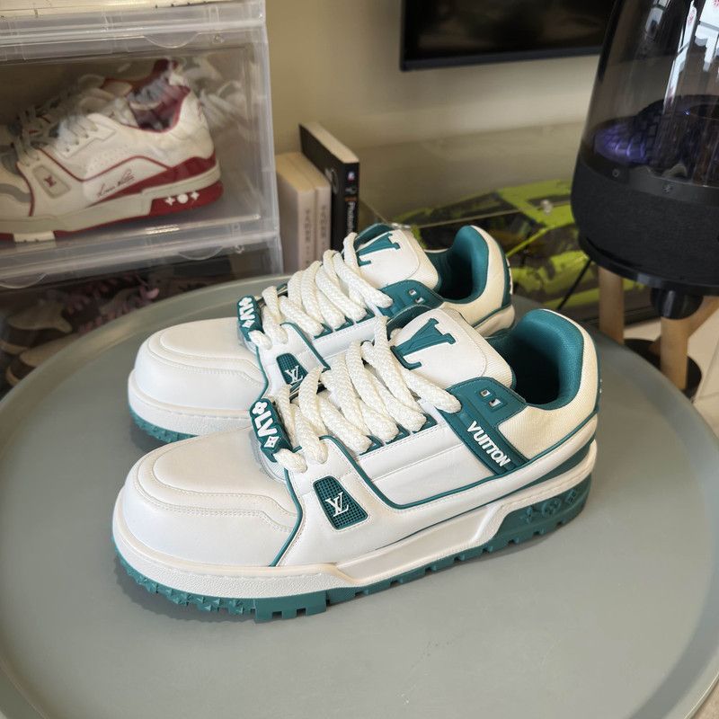 Louis Vuitton Louis Vuitton Trainer Maxi Sneakers with Teal Accents 0079 Size US 11 / EU 44 - 1 Thumbnail
