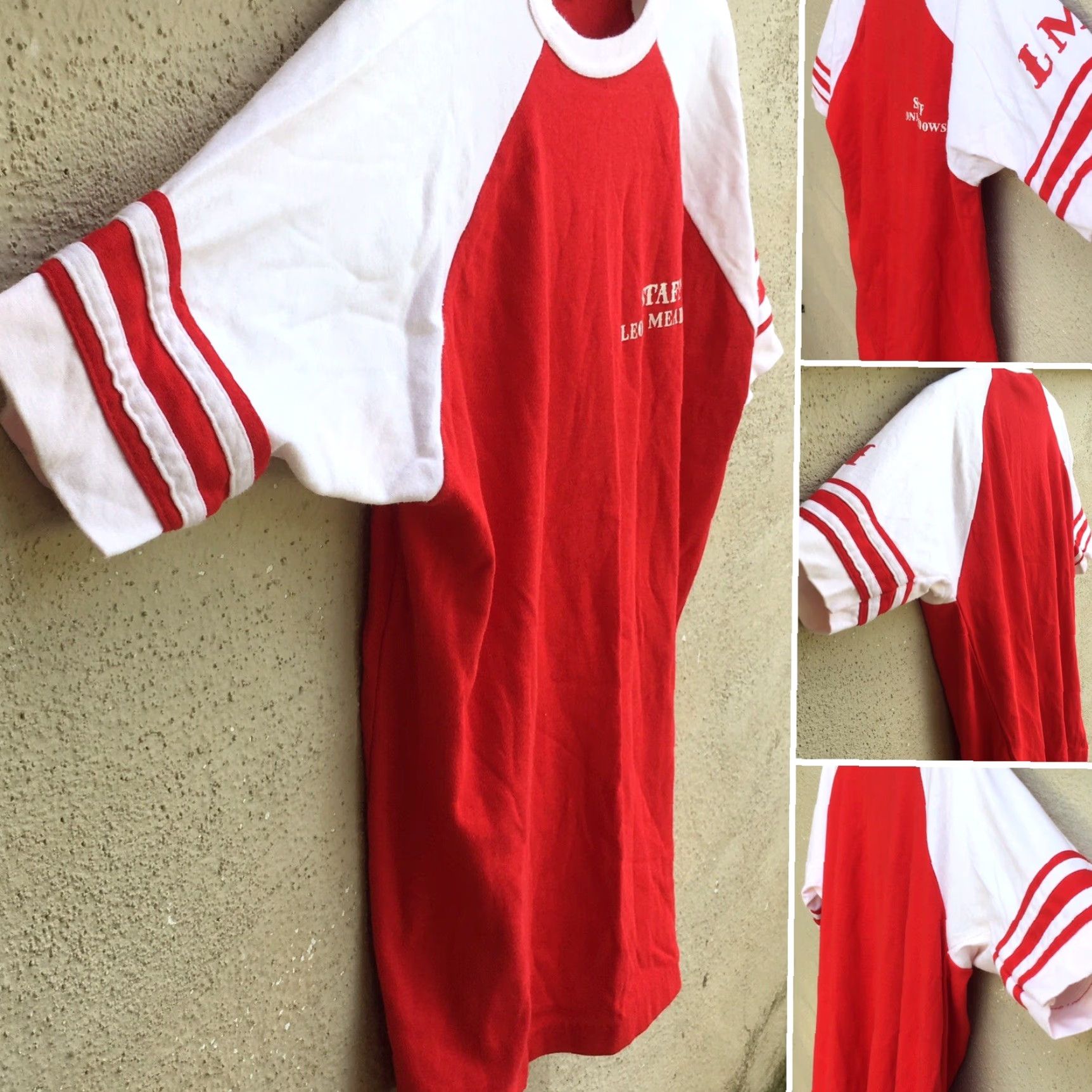Vintage VINTAGE STAFF LEONI MEADOWS LM T-Shirt XL USA Artex Raglan Jersey 70s 80s Mens Red Cotton Short Sleeve Graphic Tee Size US XL / EU 56 / 4 - 4 Thumbnail