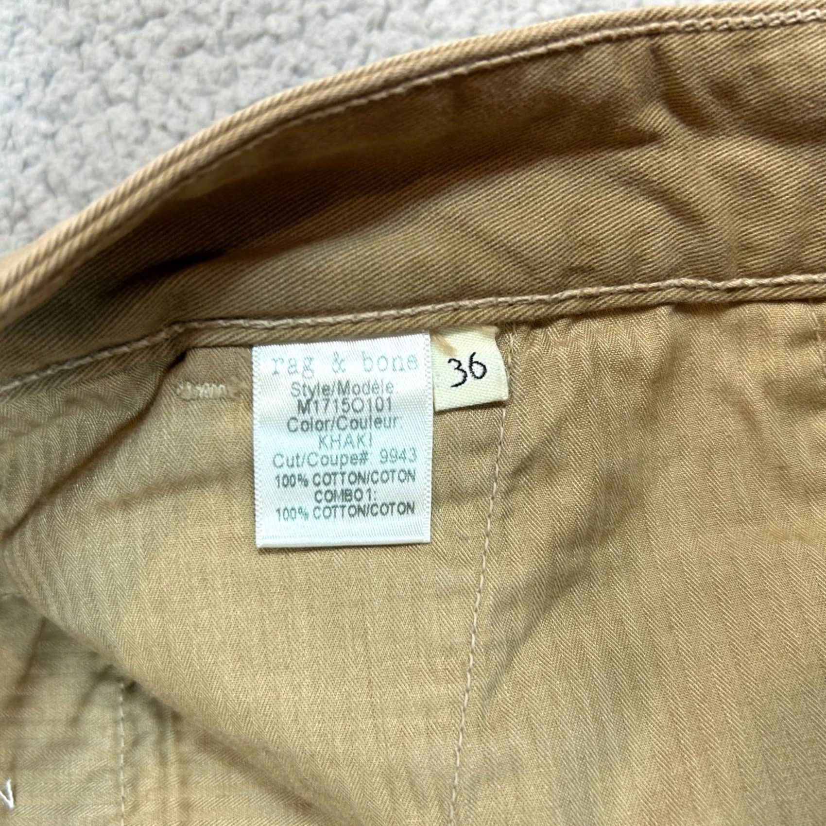 Rag & Bone rag & bone Chino Pants Slim 36x32 Beige USA 2nd Rag & Bone Fit 2 Men Casual Slim Straight Front Button Pocket Logo Pattern Solid Vintage: No Size US 36 / EU 52 - 4 Thumbnail