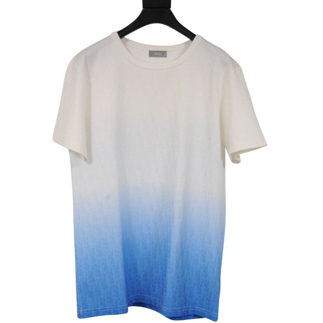 Dior Gradient Oblique Logo T Shirt Medium White Blue Size US M / EU 48-50 / 2 - 1 Thumbnail