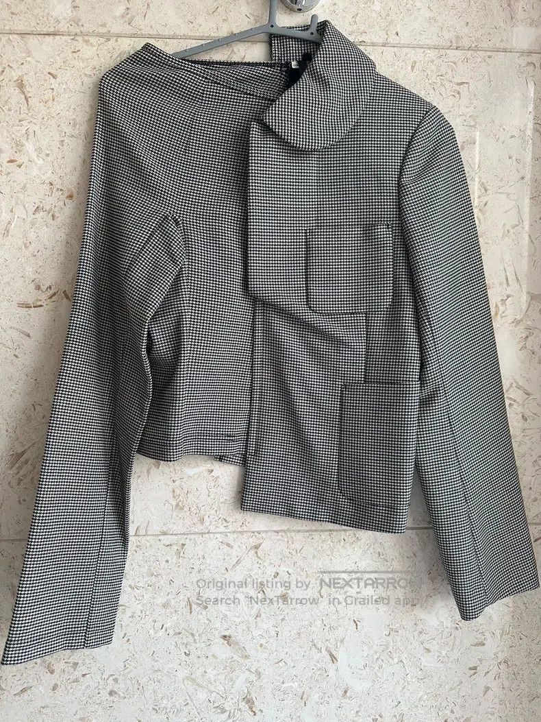 Comme des Garcons Comme Des Garcons Wool Houndstooth Asymmetrical Design Jac Size S / US 4 / IT 40 - 1 Thumbnail