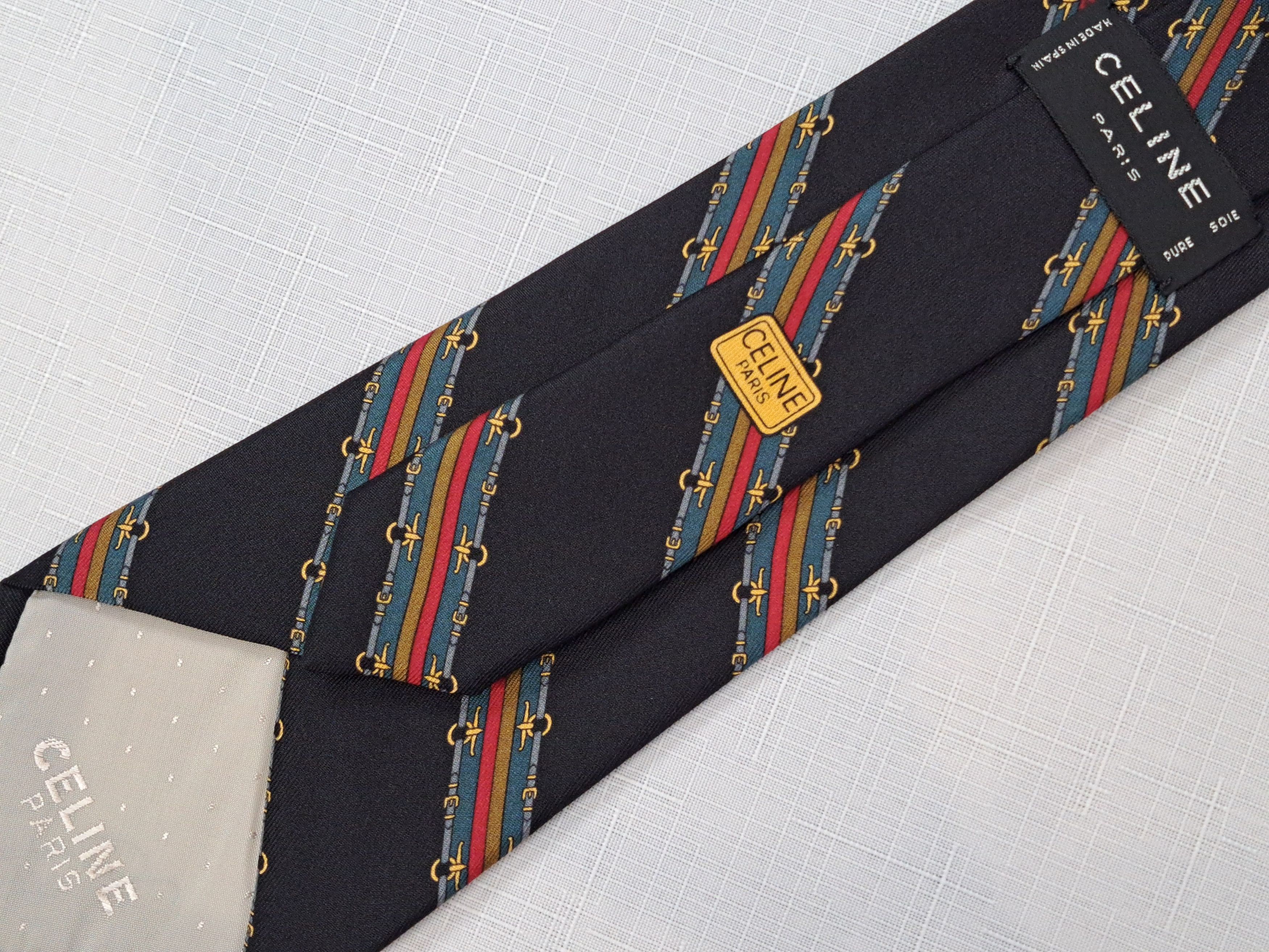 Celine × Vintage CELINE vintage silk tie. Made in Spain. Size ONE SIZE - 4 Thumbnail