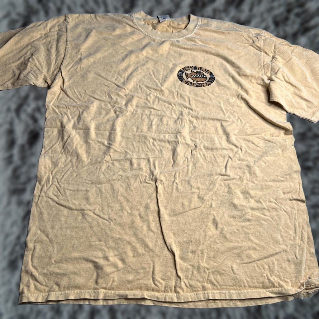Vintage VINTAGE Crazy Shirts Mens 2XL Beige Ugly Tuna Saloona Carmel Beer Fish Graphic Tee Shirt Size US XXL / EU 58 / 5 - 1 Thumbnail