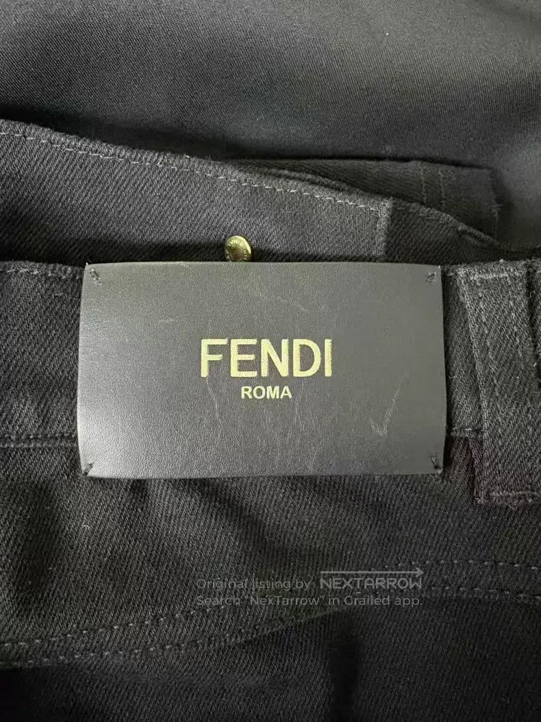 Fendi Fendi Gold Thread Back Leather Patch Denim Pants Size 24" / US 00 / IT 34 - 3 Thumbnail