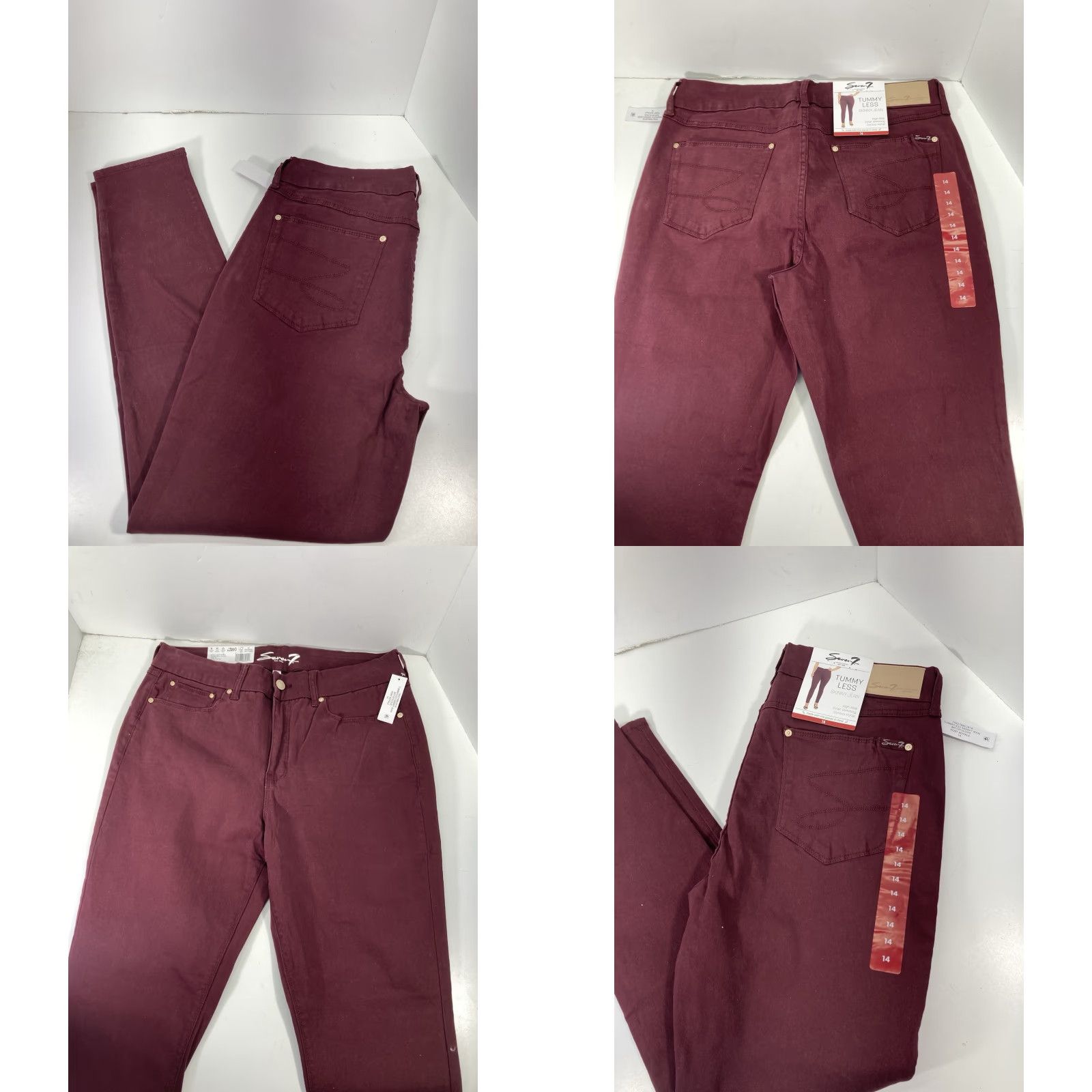 Vintage **Seven7 Women's Skinny Jeans Maroon High Rise Stretch 14 32X31 NWT** User: **Seven7 Women's Skinny Jeans Maroon High Rise Stretch Size 14 NWT** Size 36" / US 14 / IT 50 - 8 Thumbnail