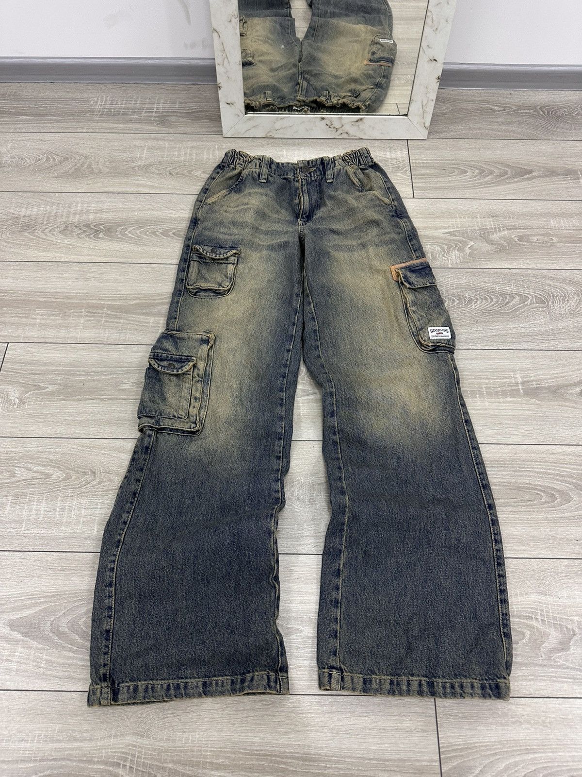 Japanese Brand Baggy Washed Y2K Flared BDG Cargo Pants Size US 30 / EU 46 - 1 Thumbnail