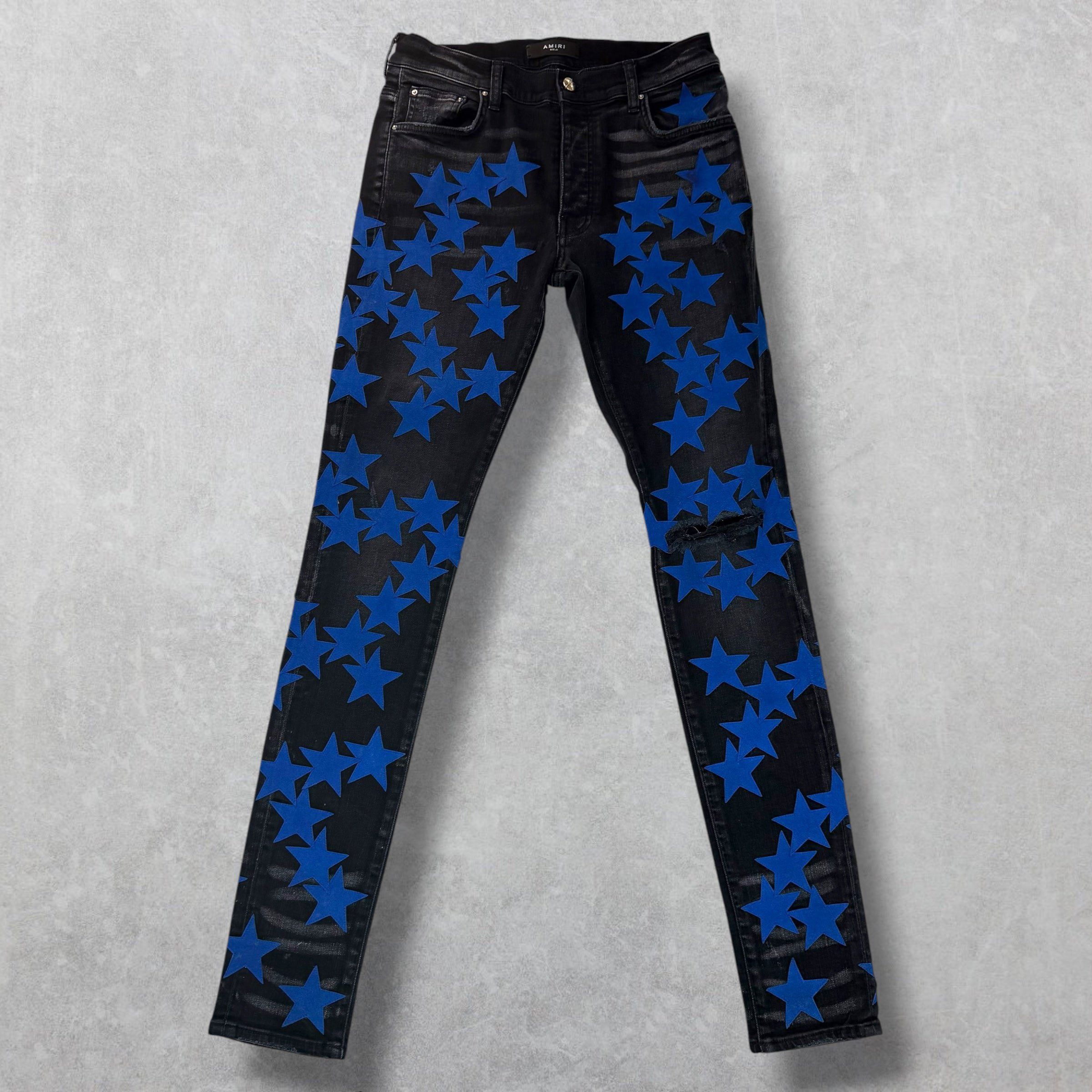 Amiri Amiri Chemist Black Leather Star Carpenter Jeans | Grailed