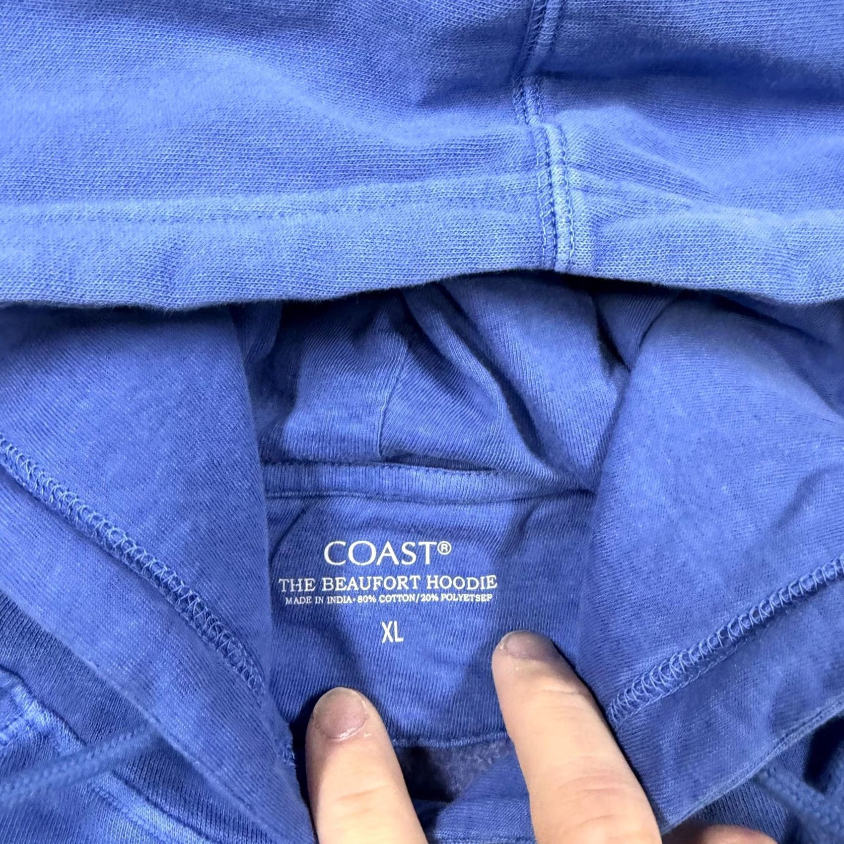 Vintage Coast Hoodie Mens XL Blue Graphic Print Kangaroo Pullover Crew Neck Sweatshirt Size US XL / EU 56 / 4 - 3 Thumbnail
