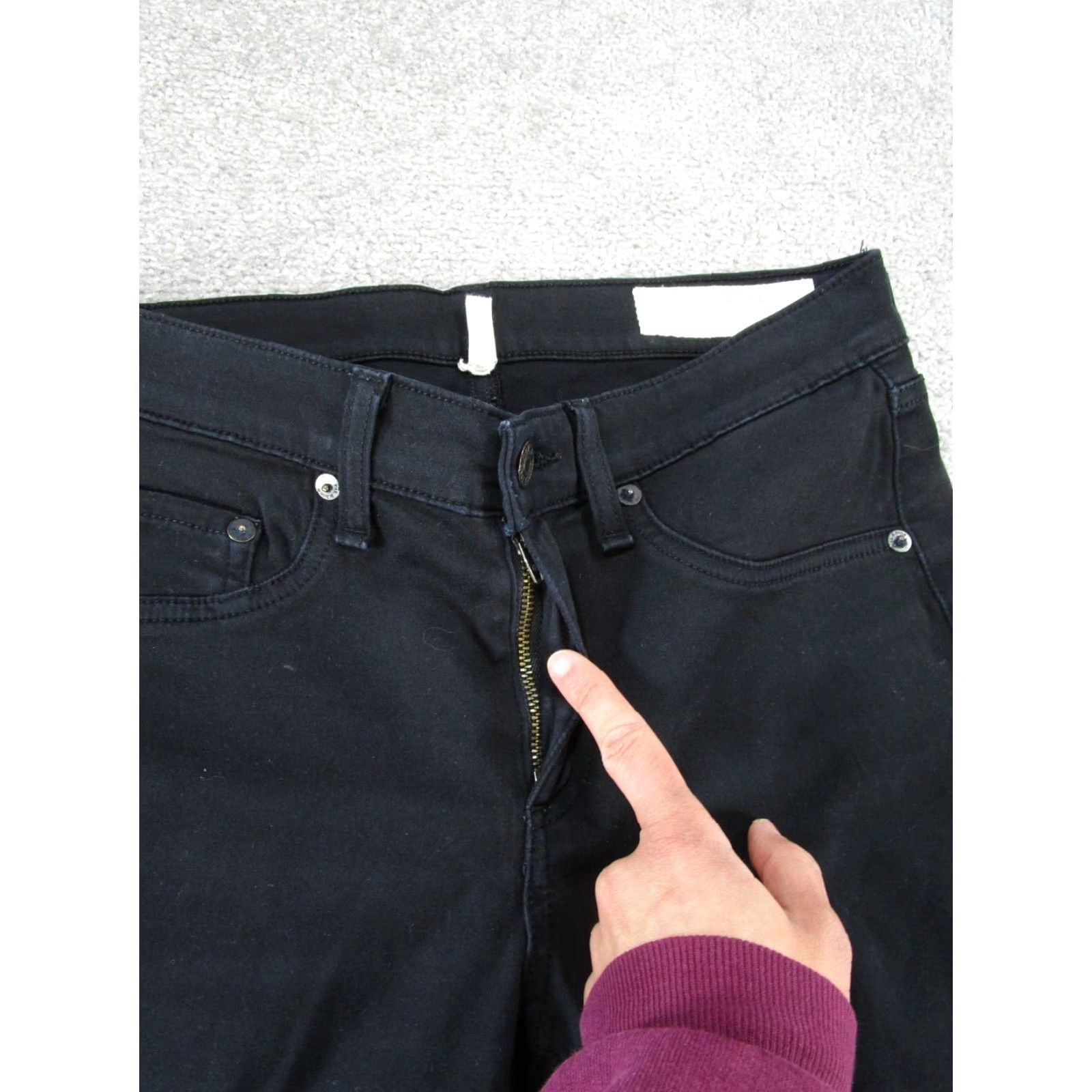 Rag & Bone VINTAGE Rag & Bone Womens Skinny Jeans 27 Black Cotton/Modal Skinny Low Rise Zipper 90s Women Size 27" / US 4 / IT 40 - 4 Thumbnail