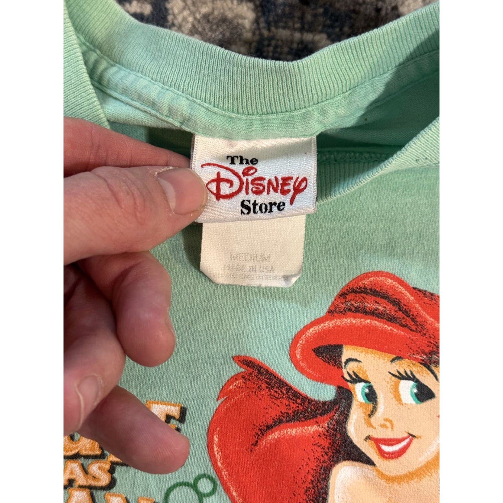 Disney VINTAGE Disney The Little Mermaid Ariel Cute As Can Be T Shirt Girls M Green 1990s Cotton Long Sleeve Size US M / EU 48-50 / 2 - 3 Thumbnail